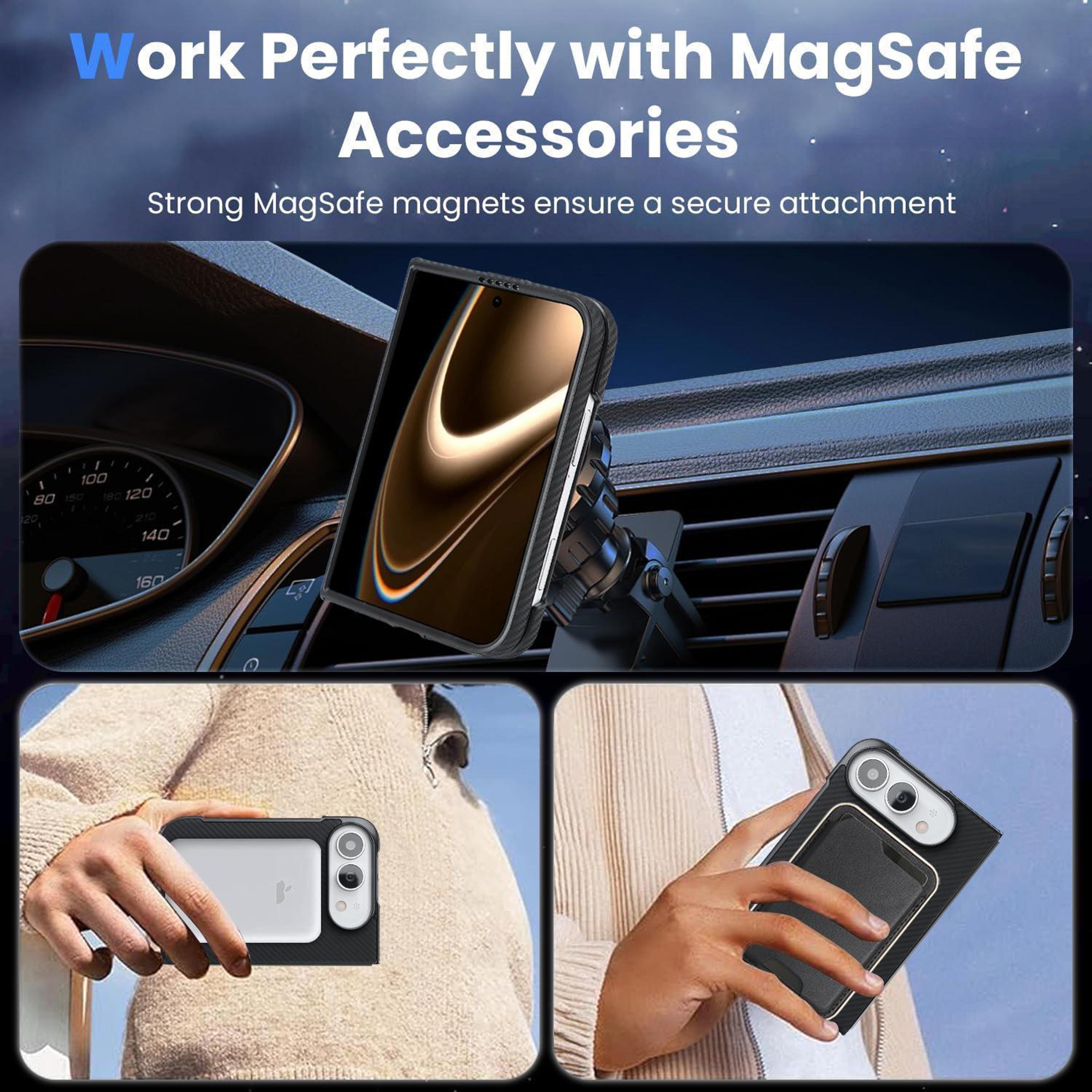 Carbon Fiber MagSafe IPhone Duo Case With Faux Leather Finish And Lens Protection 4