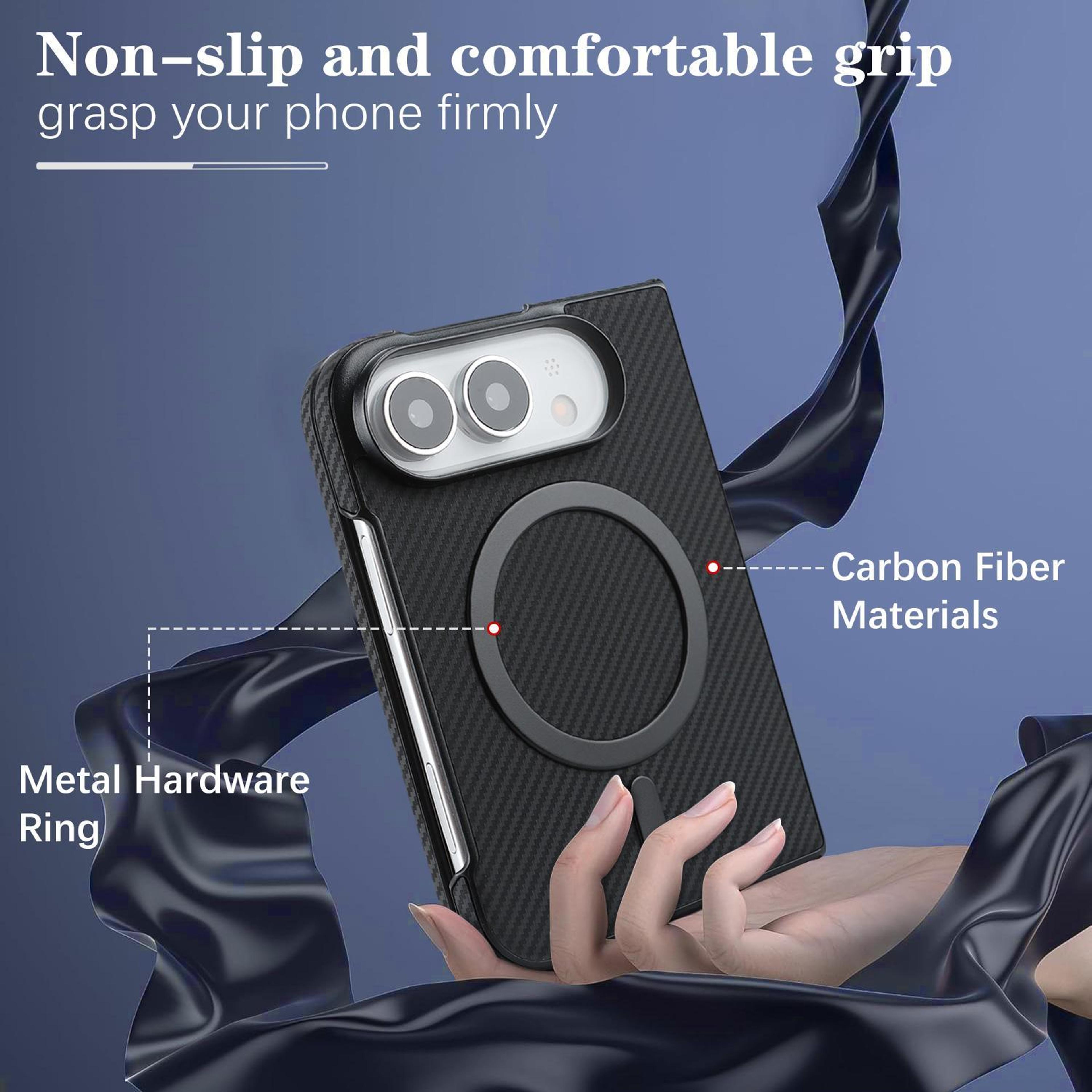 Carbon Fiber MagSafe IPhone Duo Case With Faux Leather Finish And Lens Protection 5