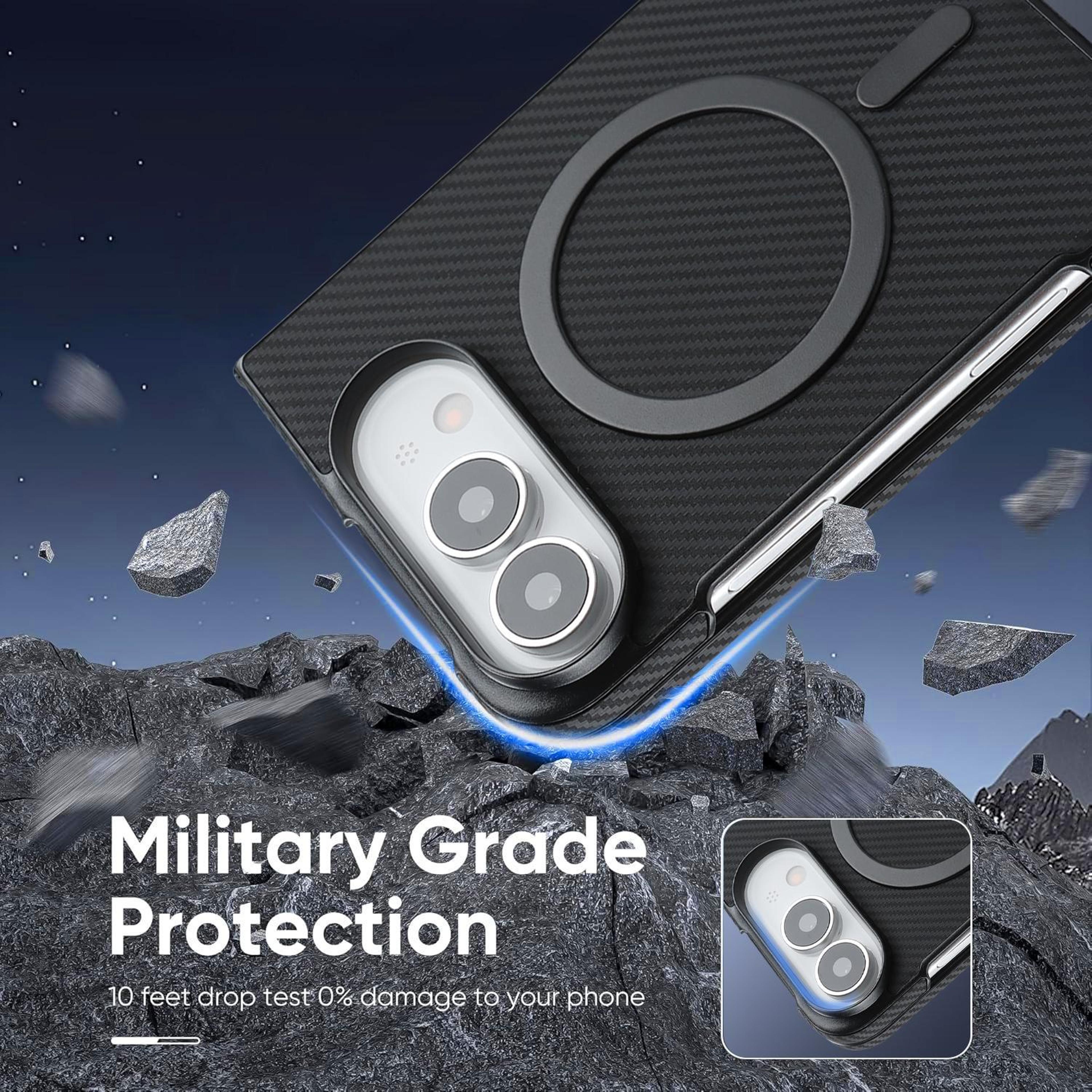 Carbon Fiber MagSafe IPhone Duo Case With Faux Leather Finish And Lens Protection 6