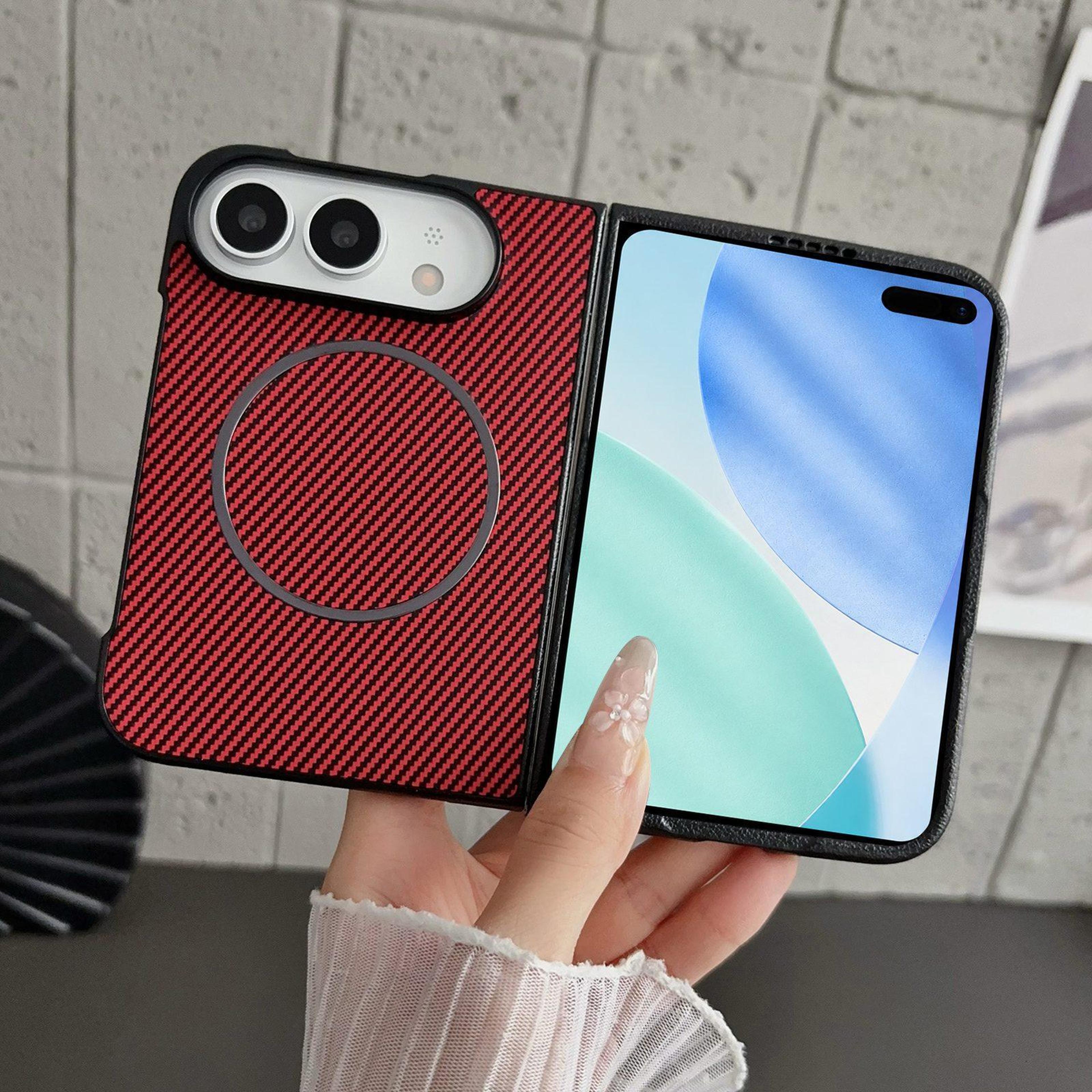 iphone duo fiber texture magnetic iphone case with wireless charging and raised edge protection