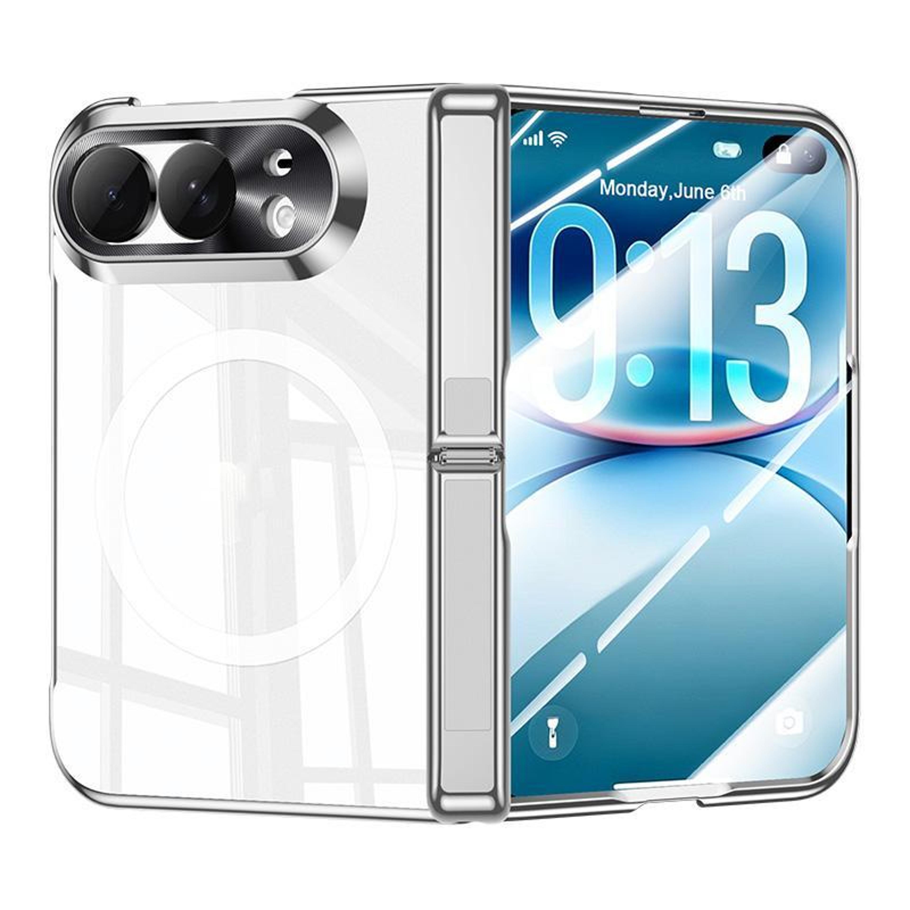 iphone duo clear magnetic hinge case with auto rebound protection and hidden kickstand