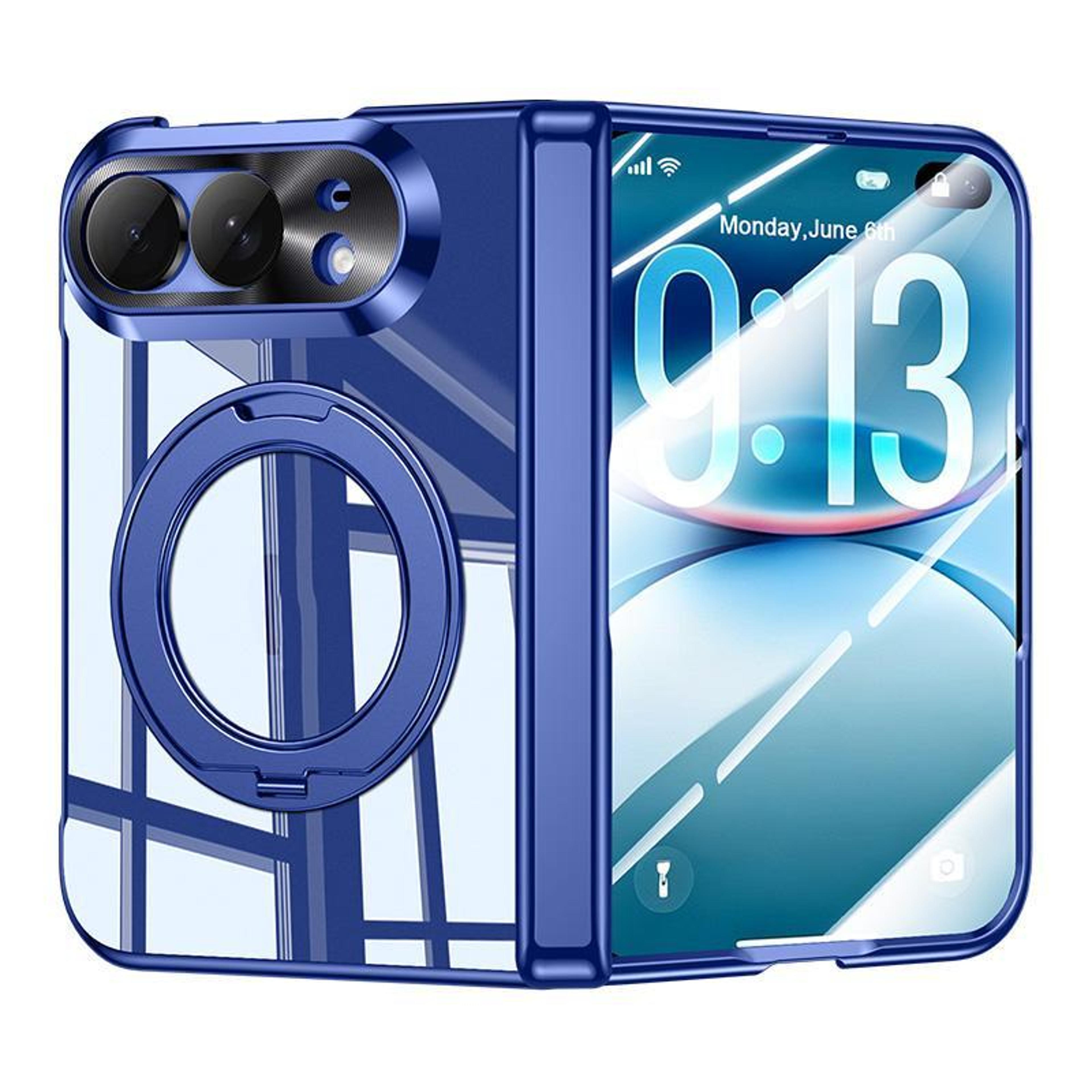 iphone duo case transparent shockproof cover with 360 rotating holder and electroplated finish