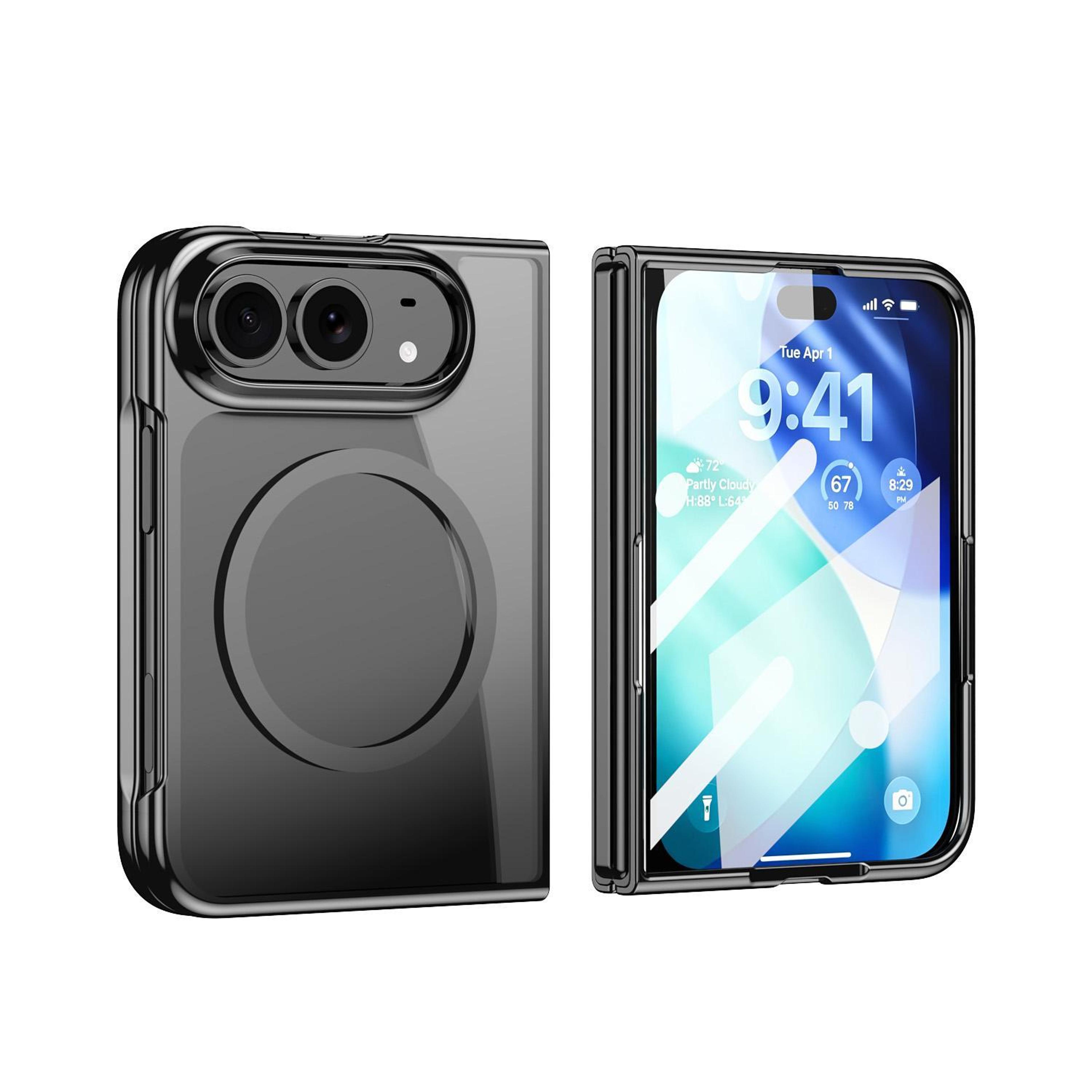 iphone duo clear plated magnetic case with integrated screen protector and metal stand
