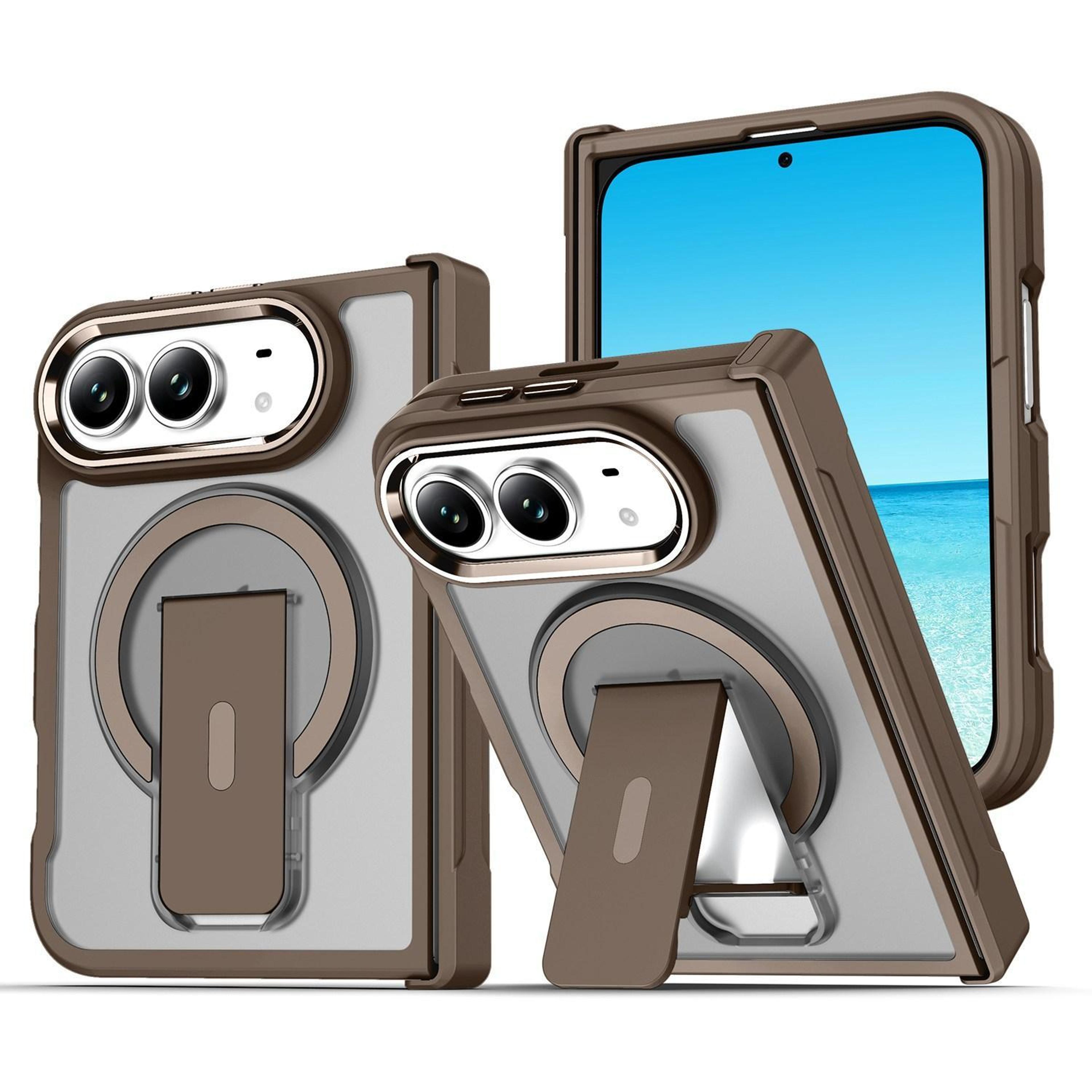 iphone duo acrylic hybrid tpu magnetic kickstand case