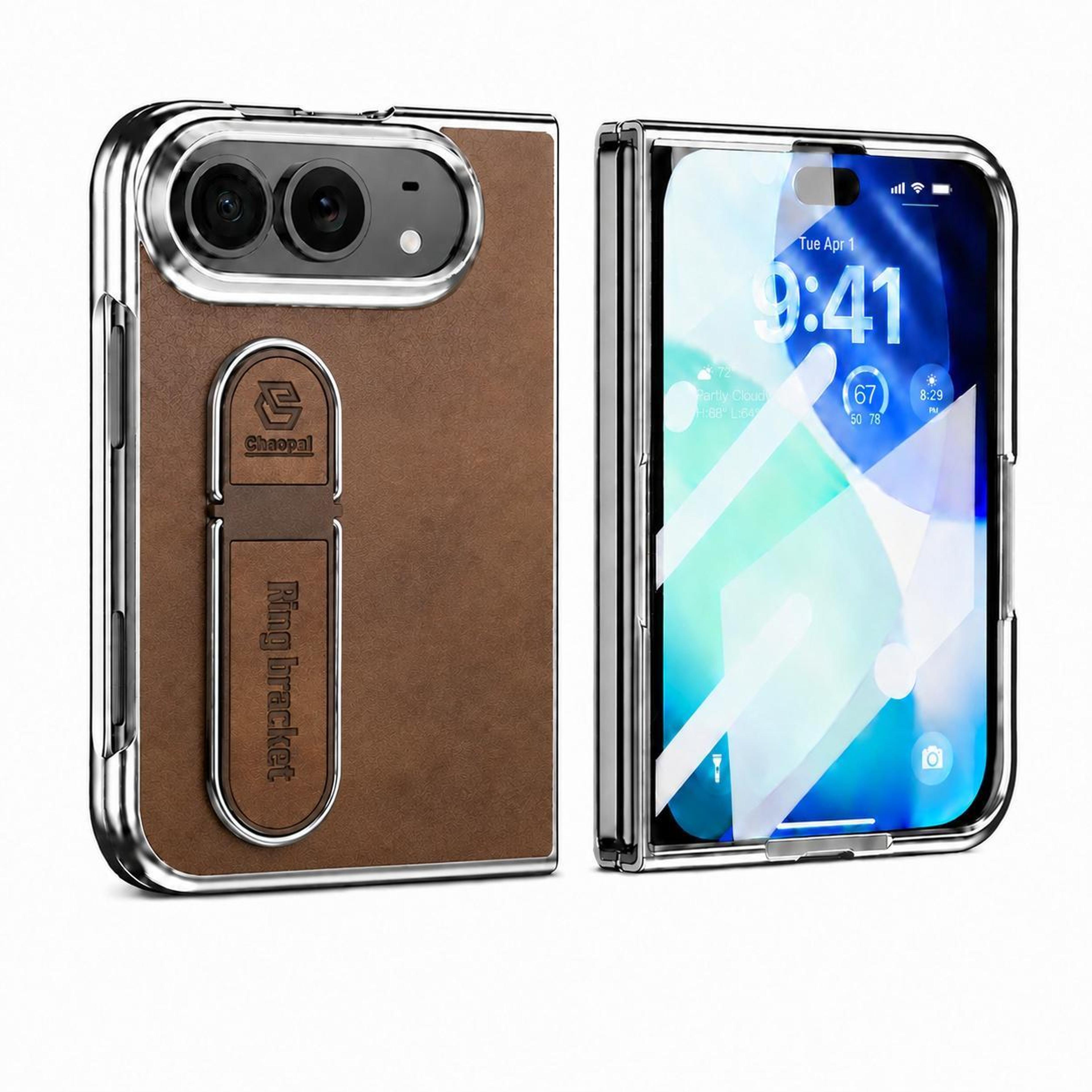iphone duo case with hidden kickstand integrated screen protector and vegan leather