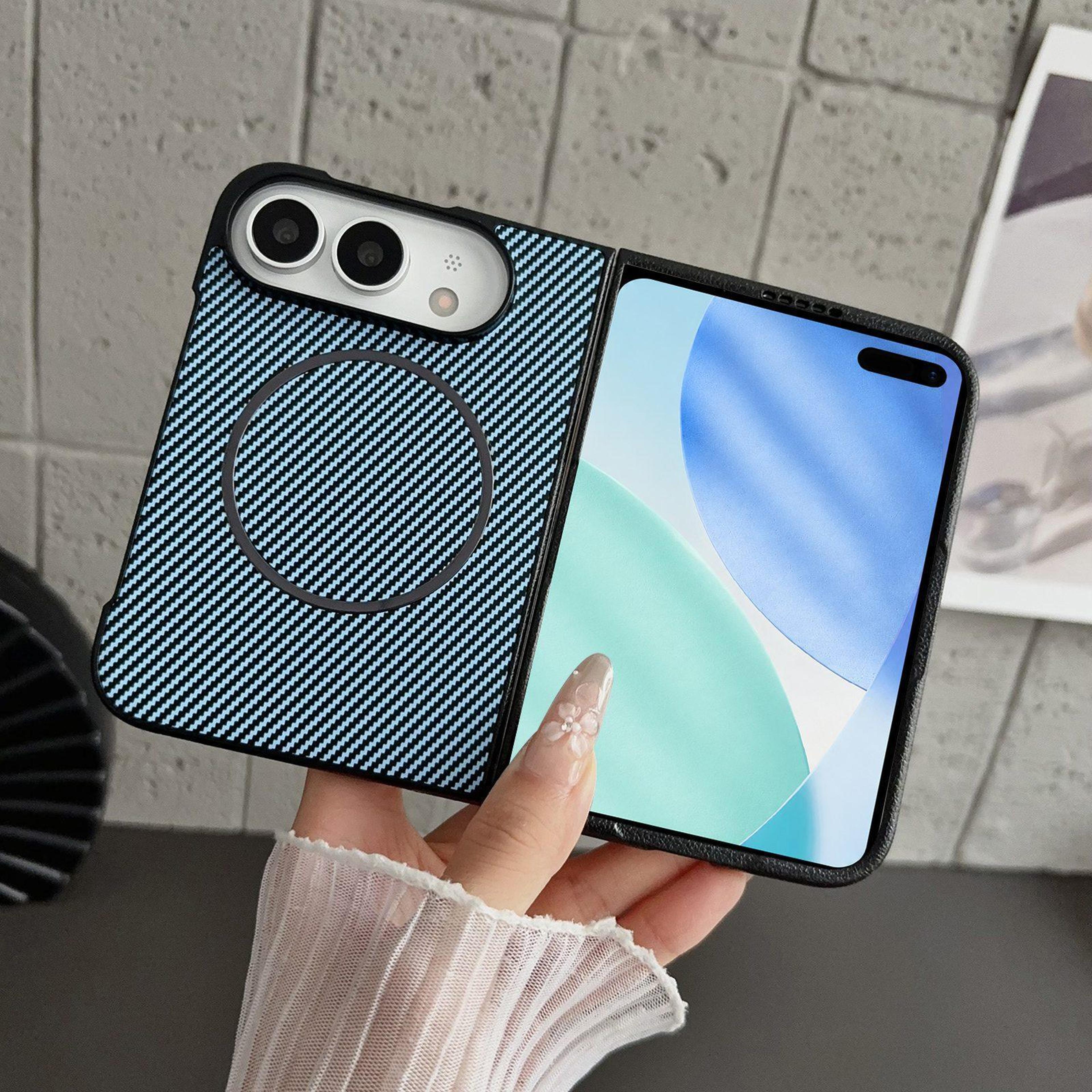 iphone duo magnetic phone case with pc frame and leather-like texture
