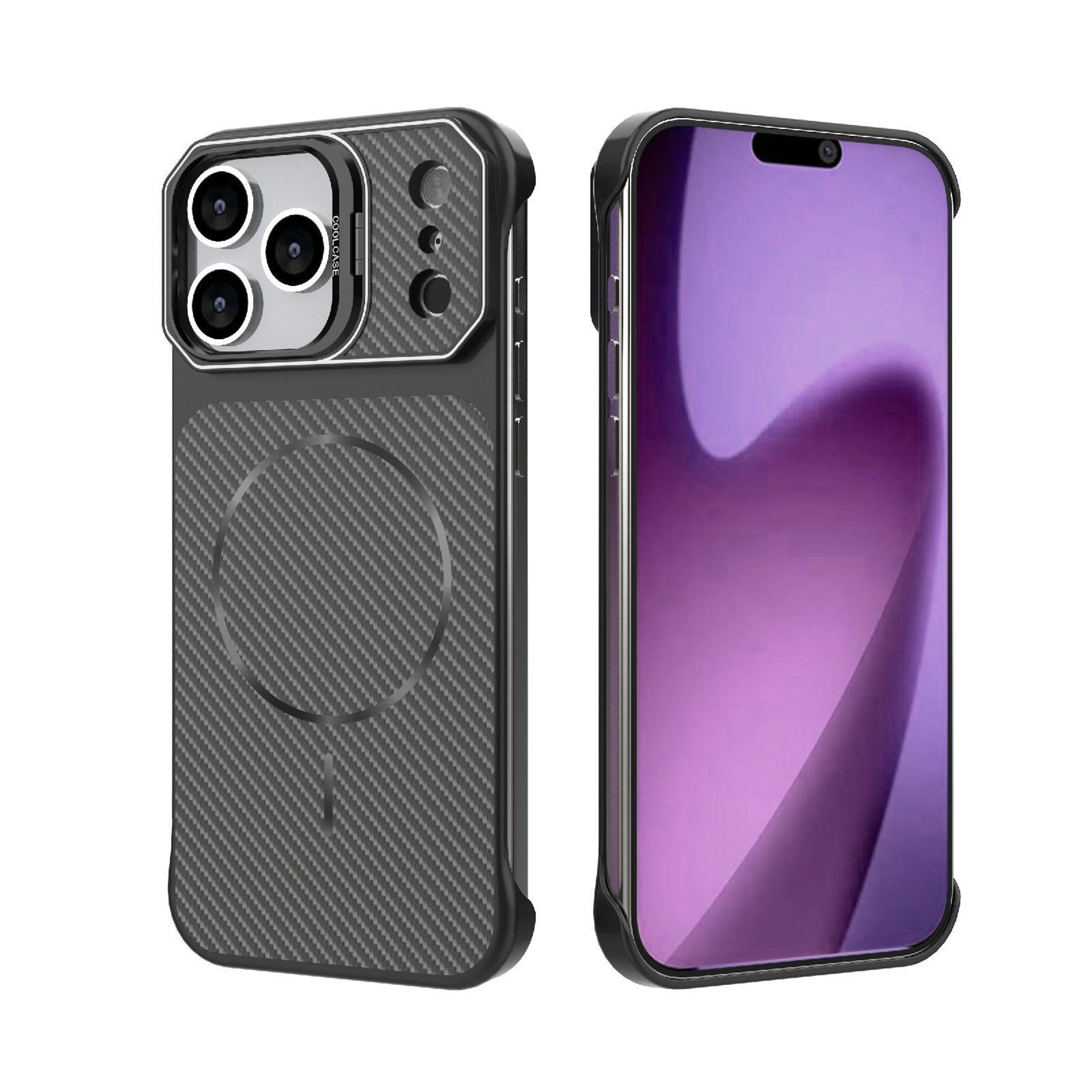 iphone 18 pro frameless magnetic carbon fiber texture case with kickstand