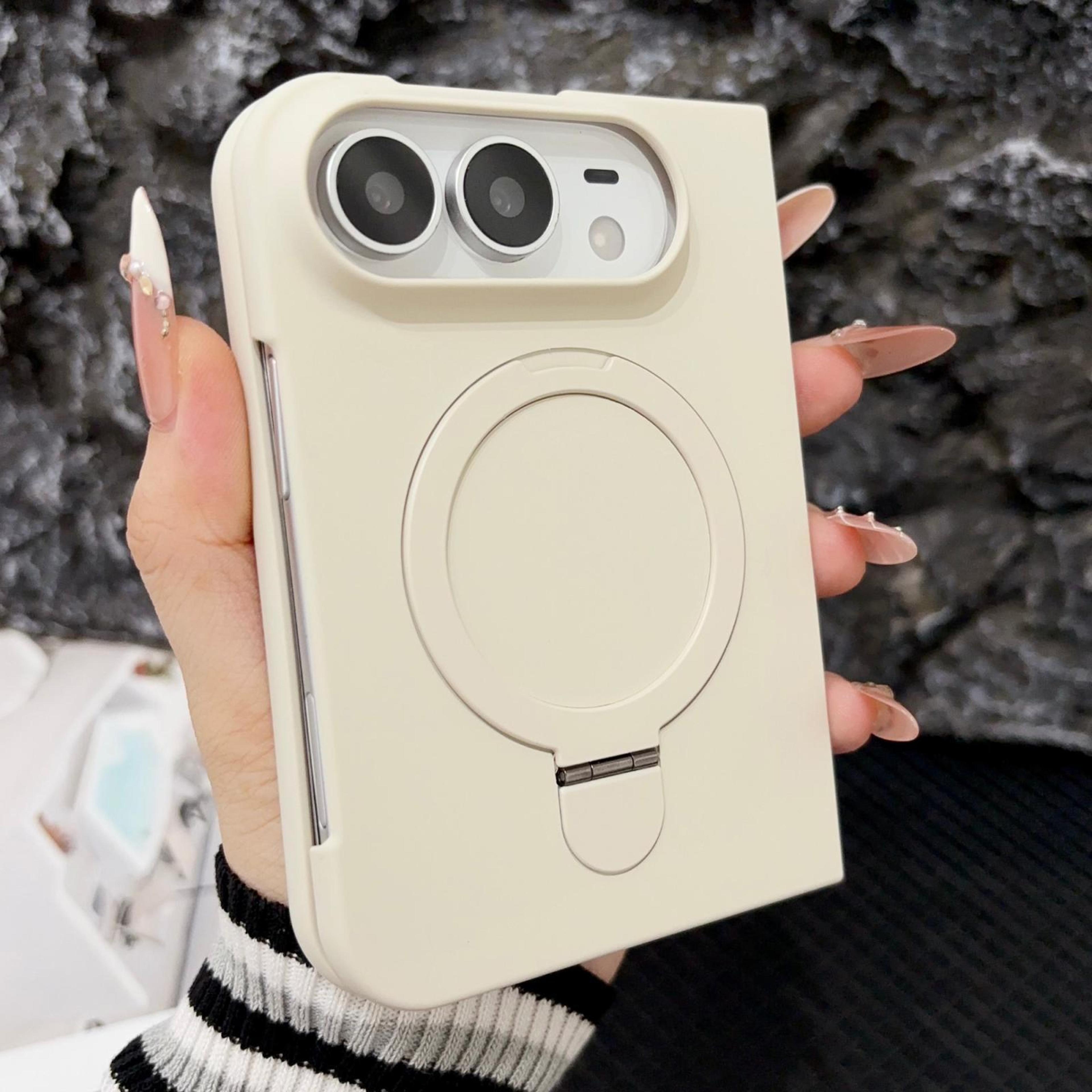 frosted phone case with 360° rotating metal ring stand for duo