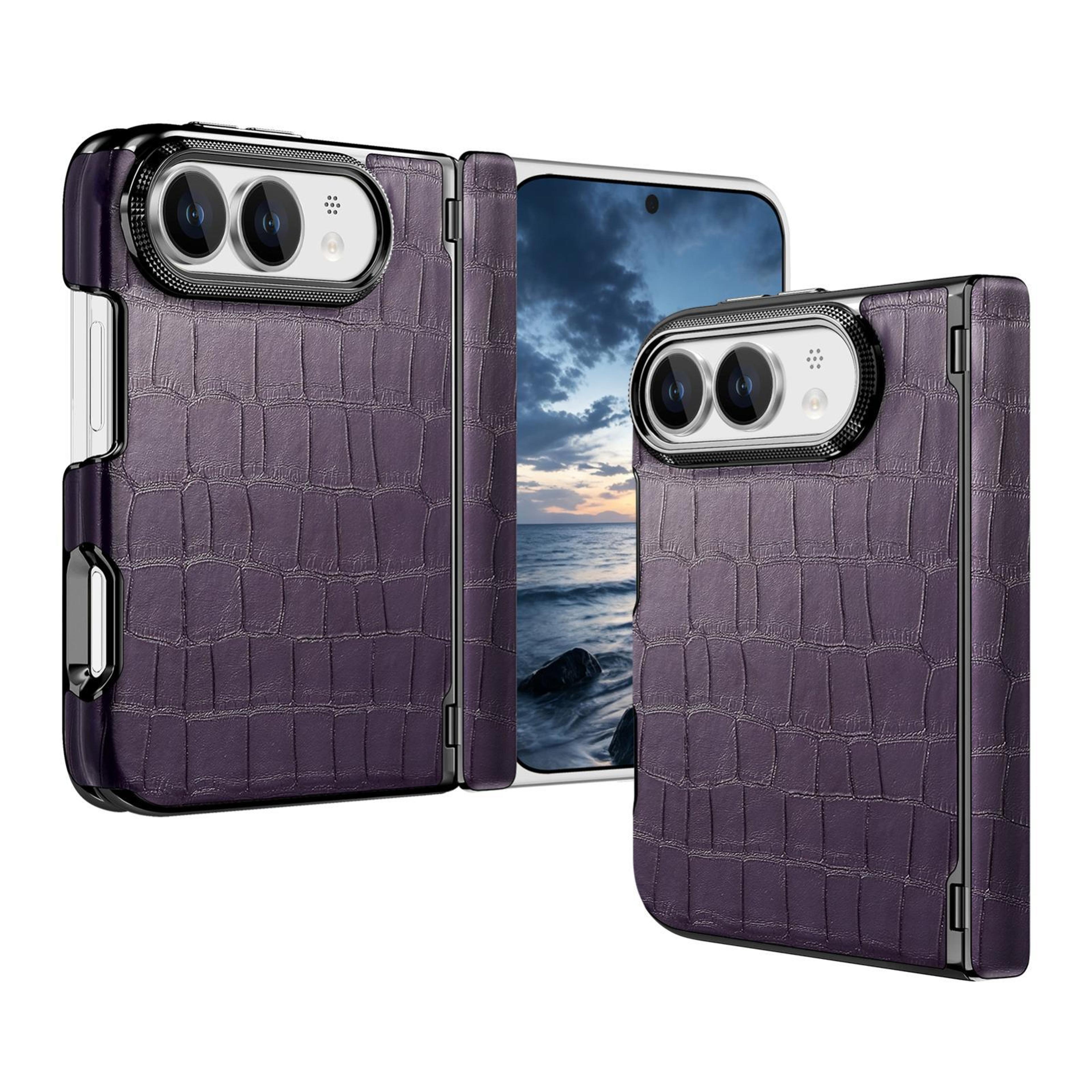 iphone duo crocodile pattern pu leather dual-hinge phone case