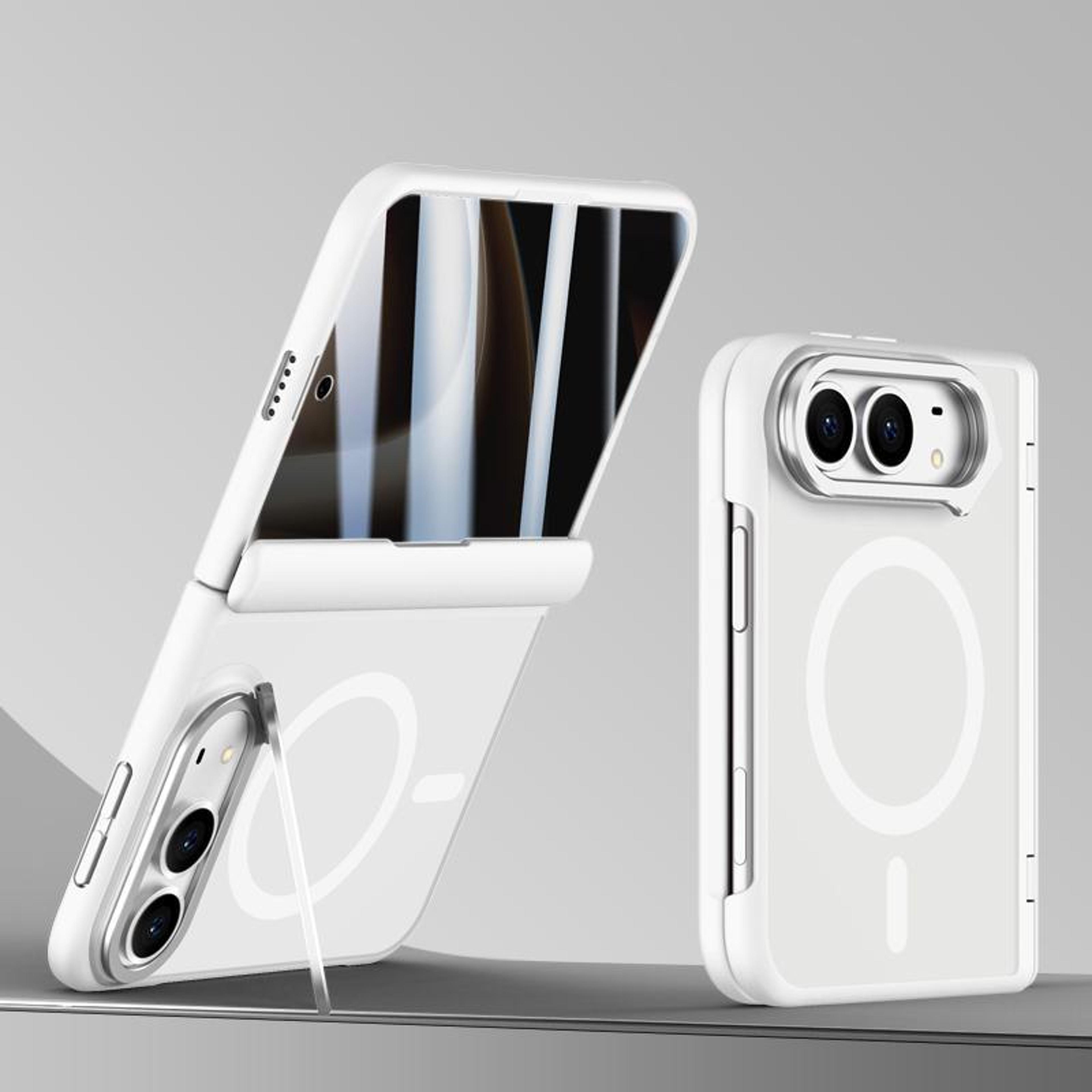 magnetic full coverage phone case for iphone duo with tempered glass screen protector and rotating stand