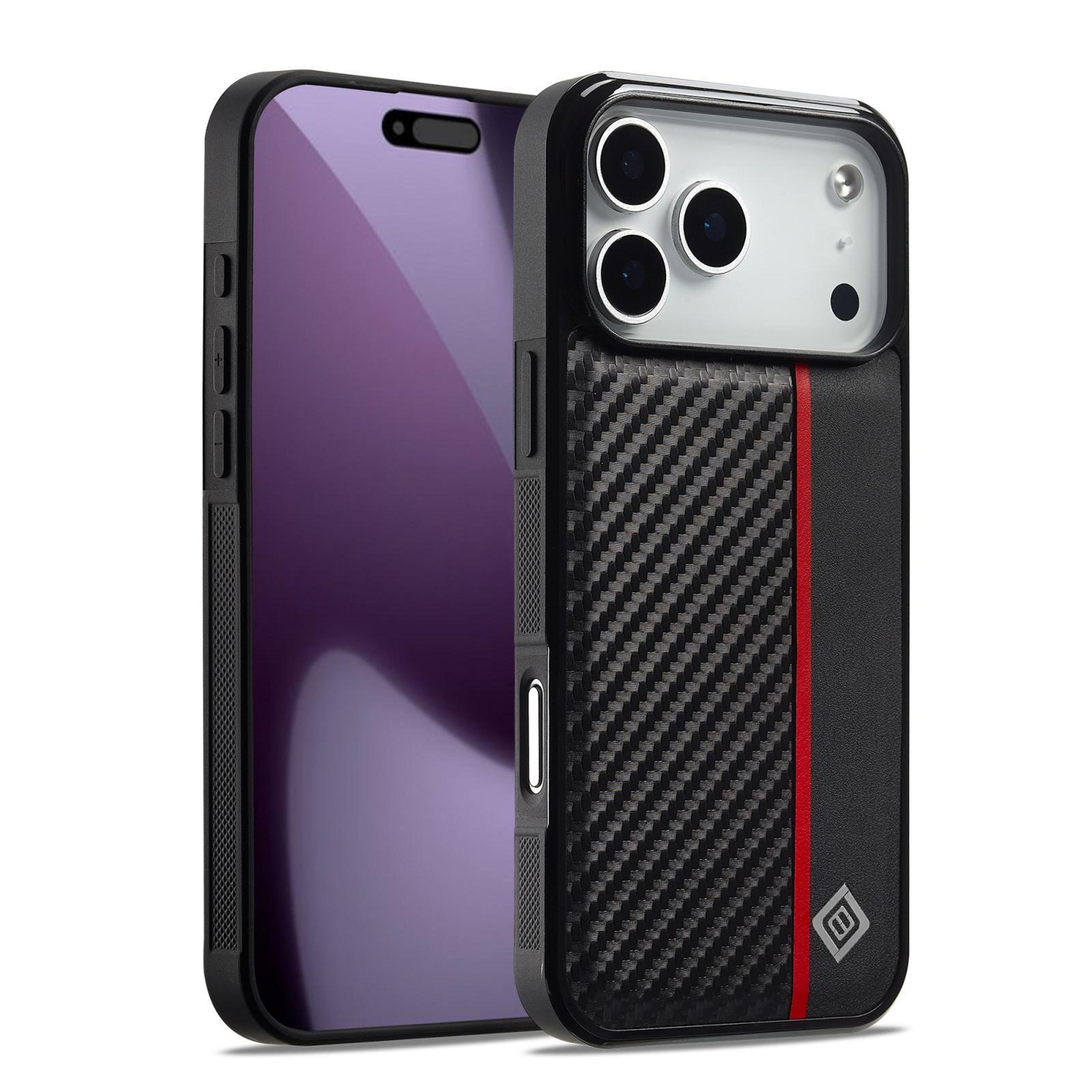 iphone 18 pro max carbon fiber texture 3-in-1 shockproof phone case