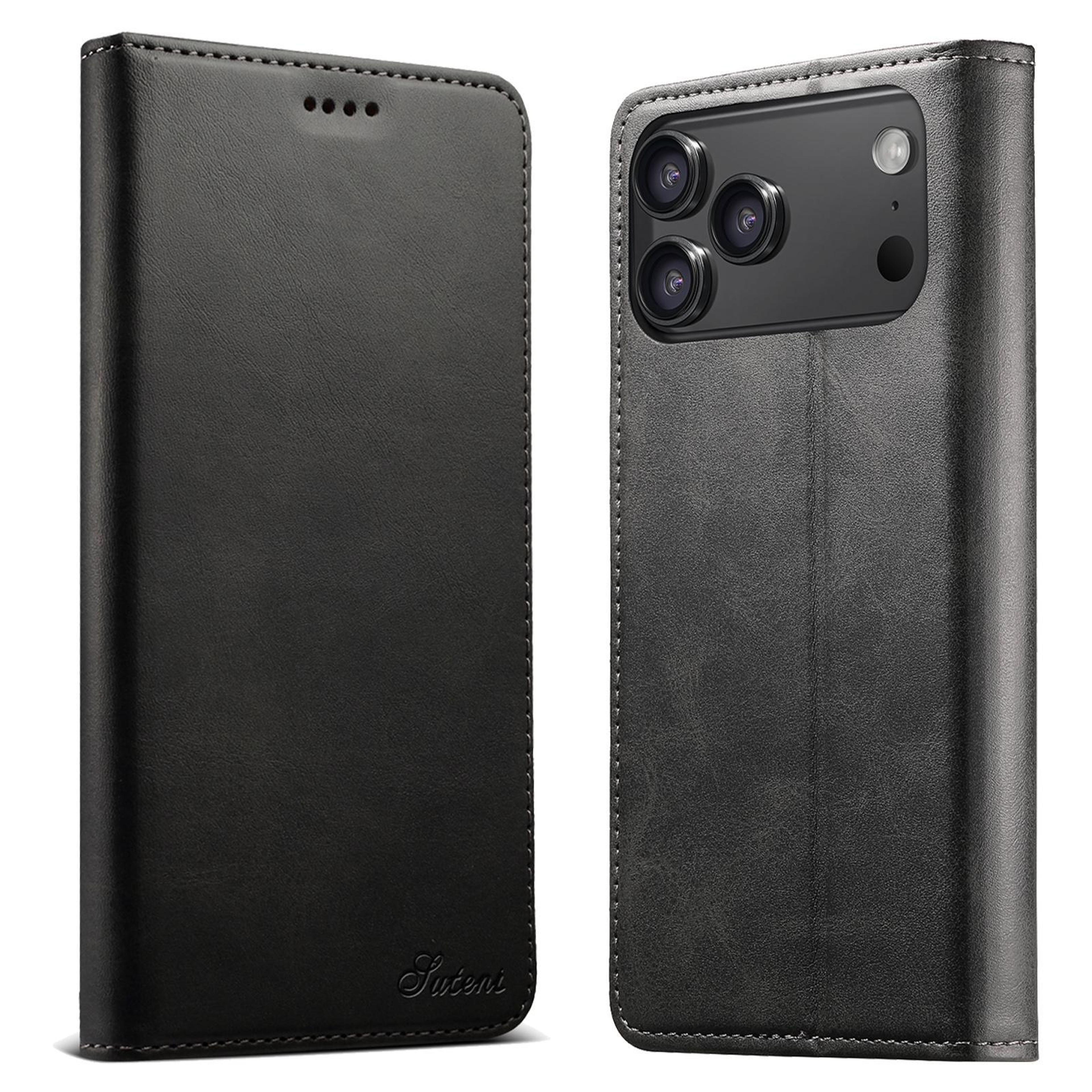 iphone 18 pro calf texture flip wallet case with card slots and stand