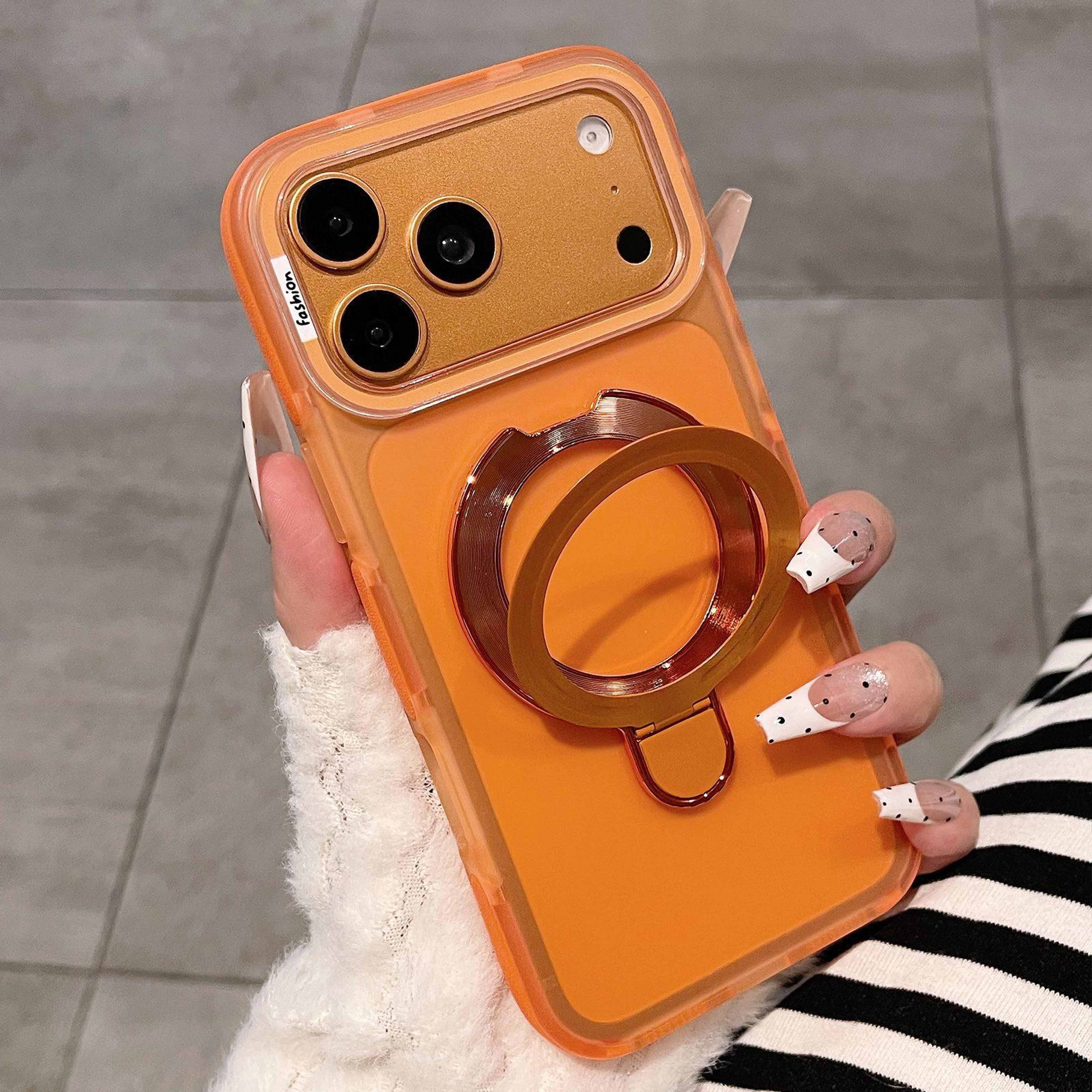 iphone 18 pro max dual-color translucent matte case with folding stand