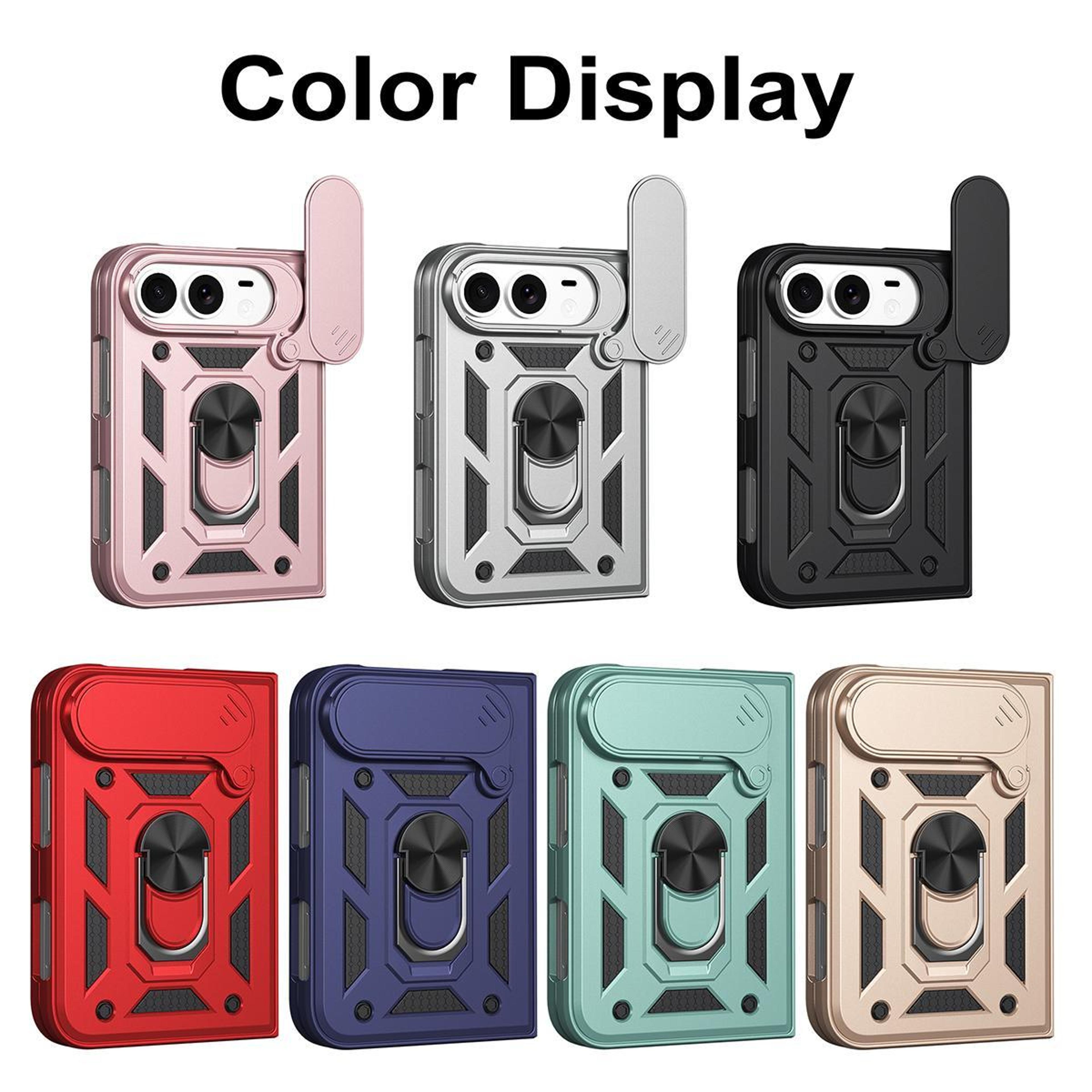 Duo Sliding Camera Cover Phone Case With Ring Stand And Magnetic Holder Compatibility 1