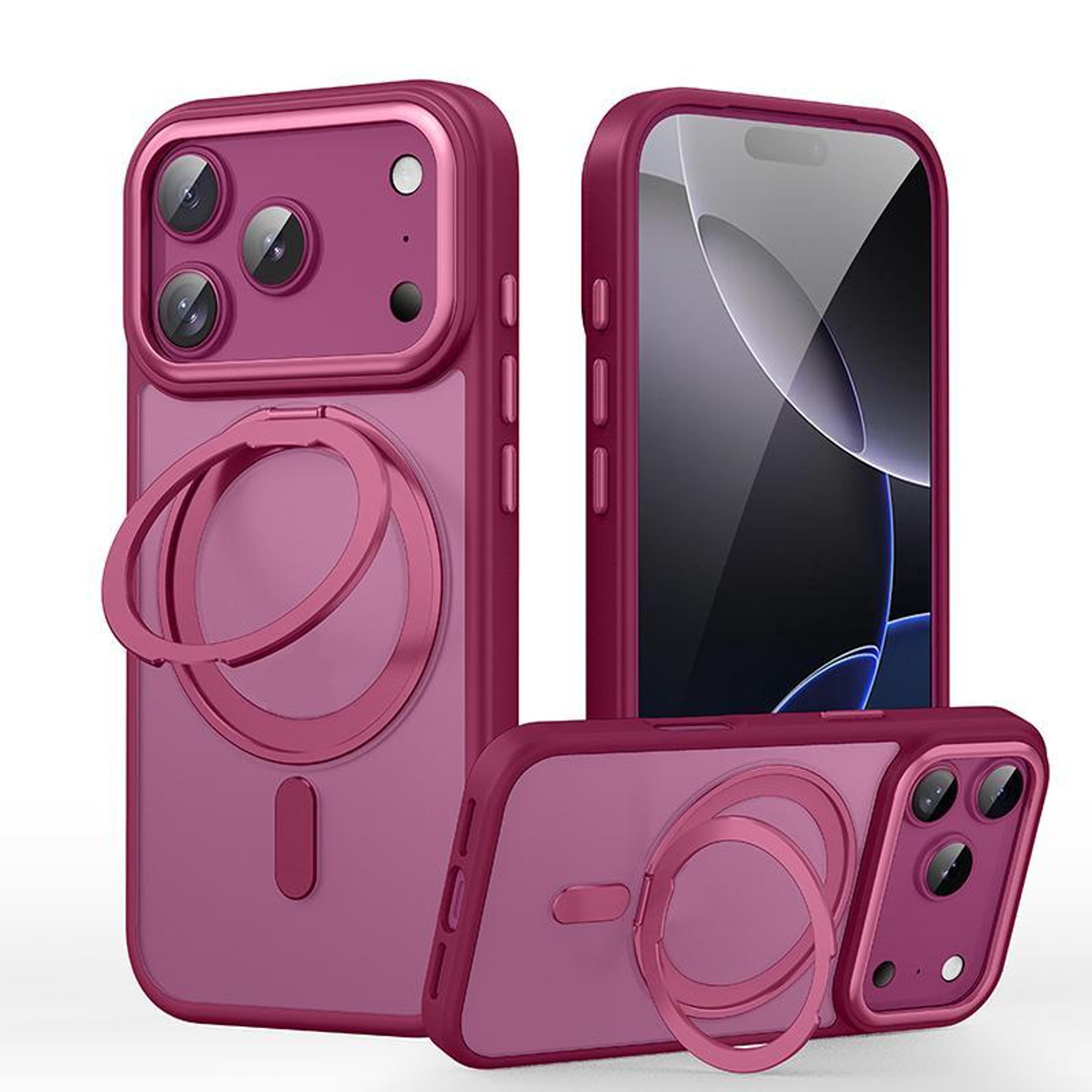 iphone 18 pro max frosted magsafe case with 360 degree rotating ring stand