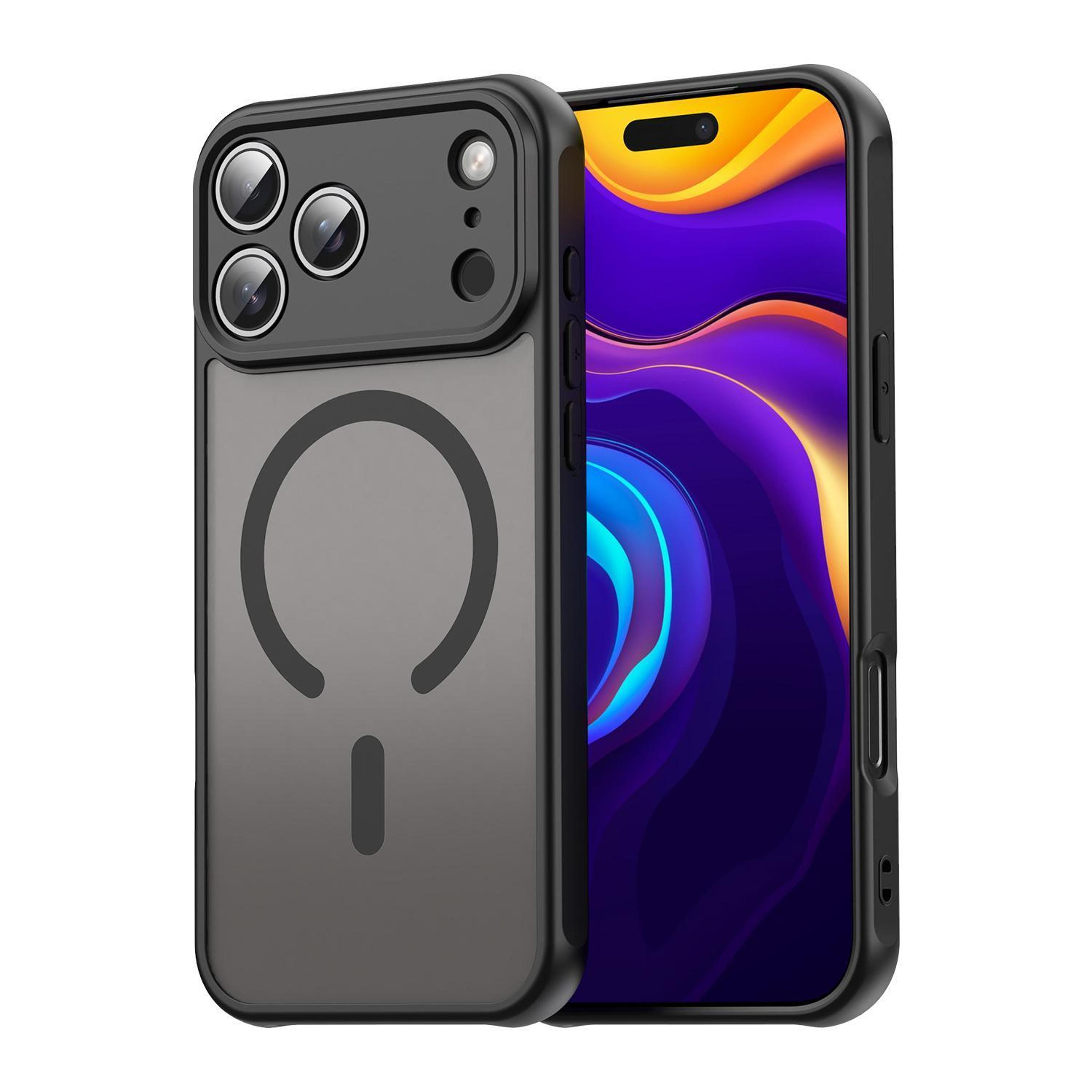frosted magnetic phone case for iphone 18 pro with tpu and pc hybrid protection