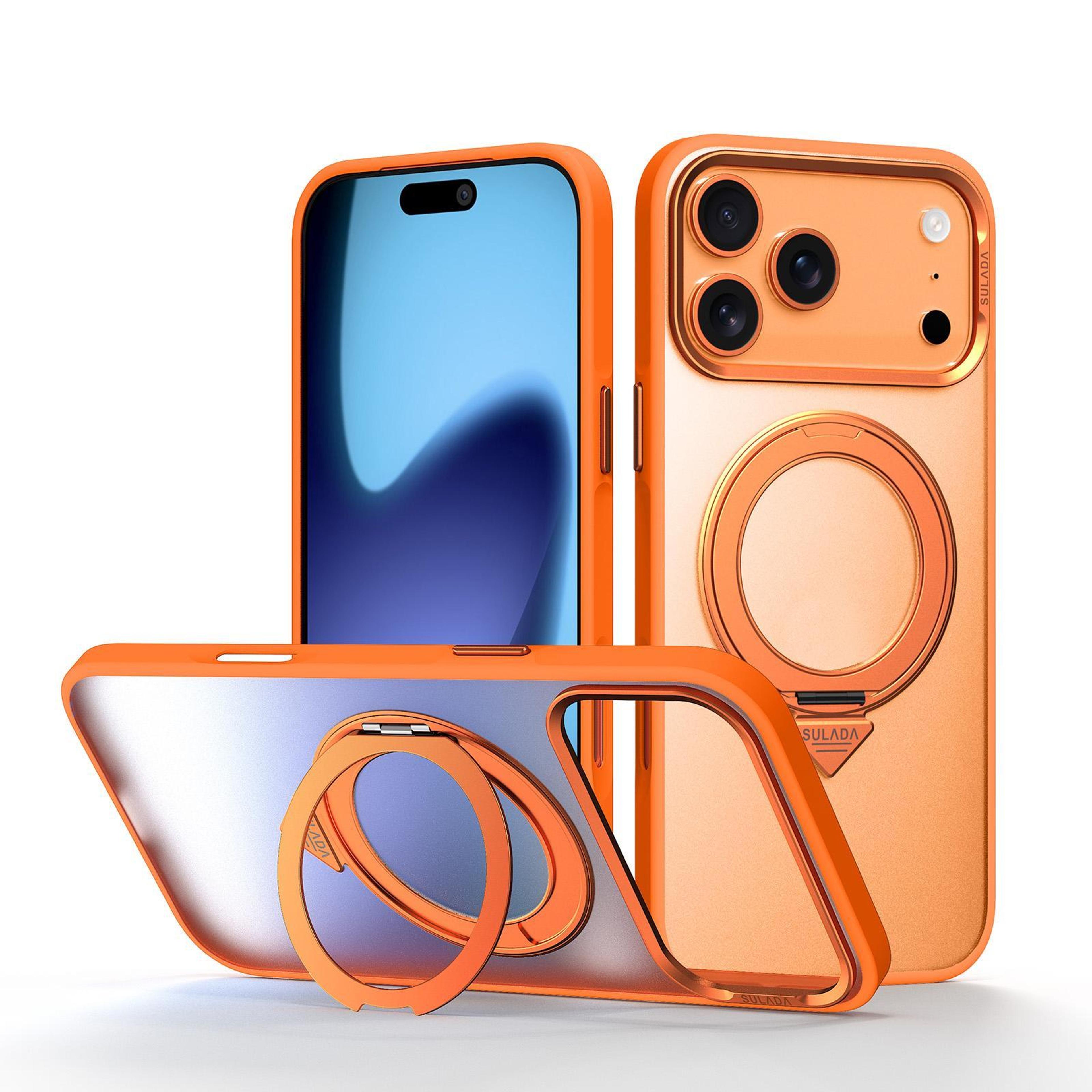 iphone 18 pro frosted magnetic case with 360 degree rotating stand