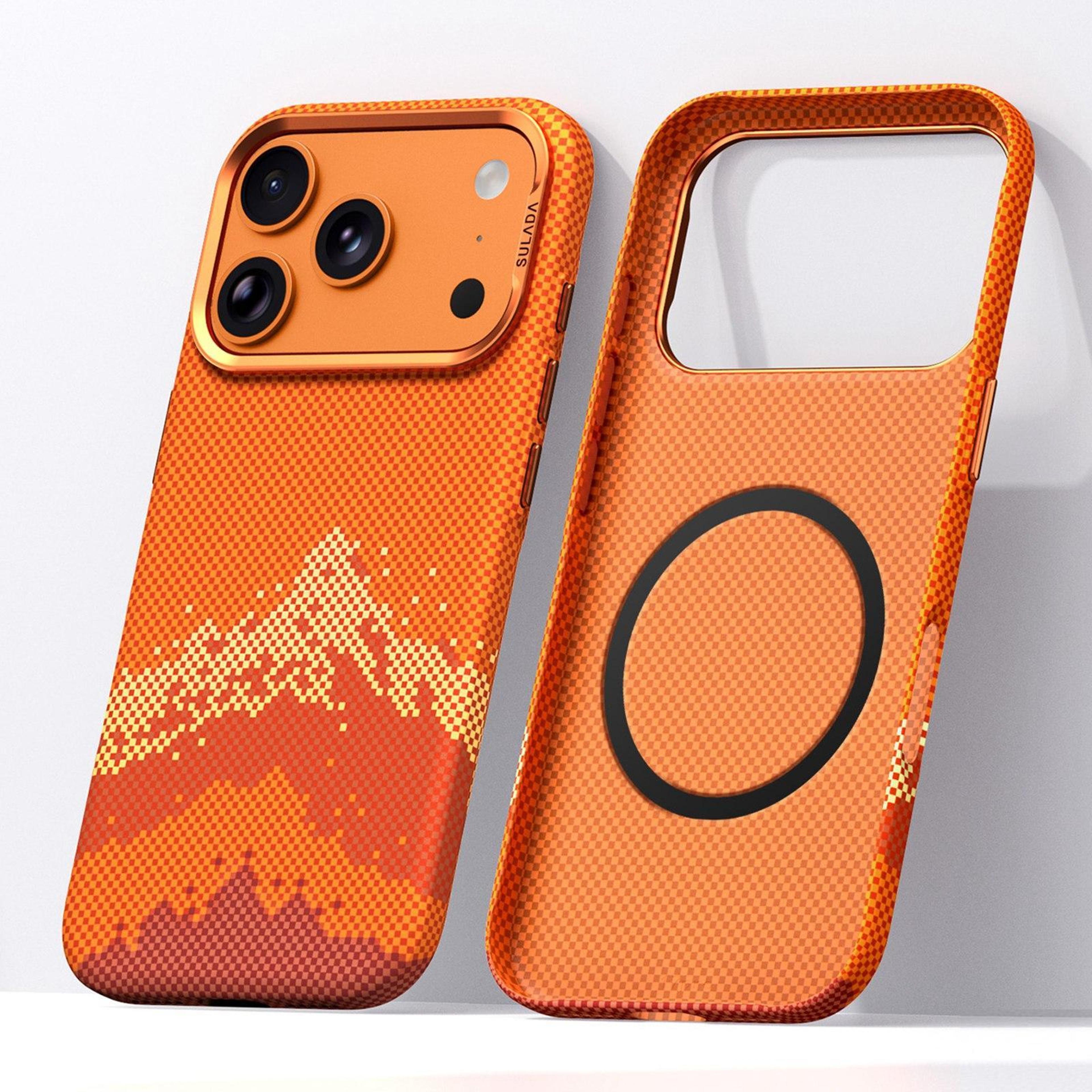 iphone 18 pro magnetic kevlar-textured pixel grid phone case