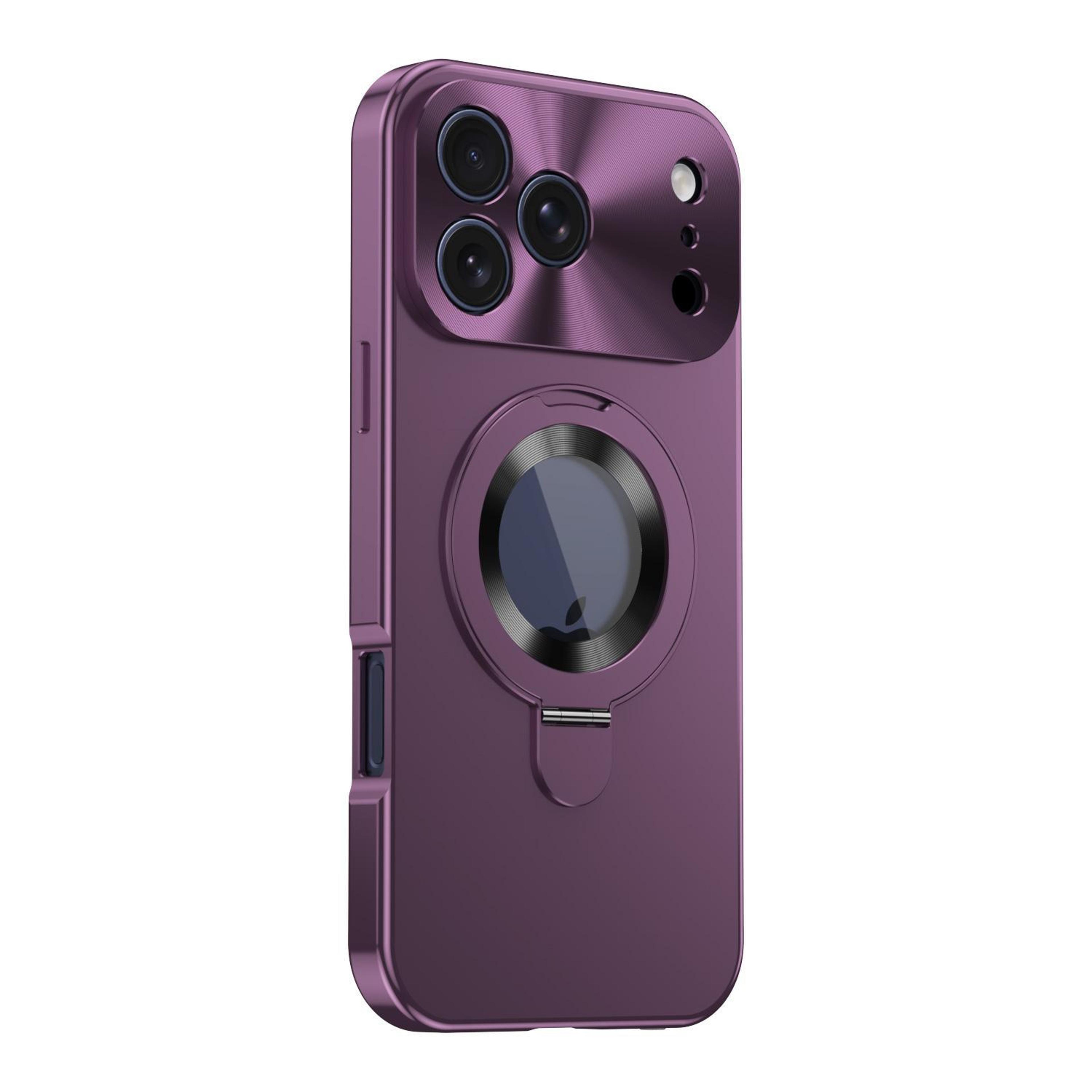 18 pro magnetic phone case with rotating holder and metal frame