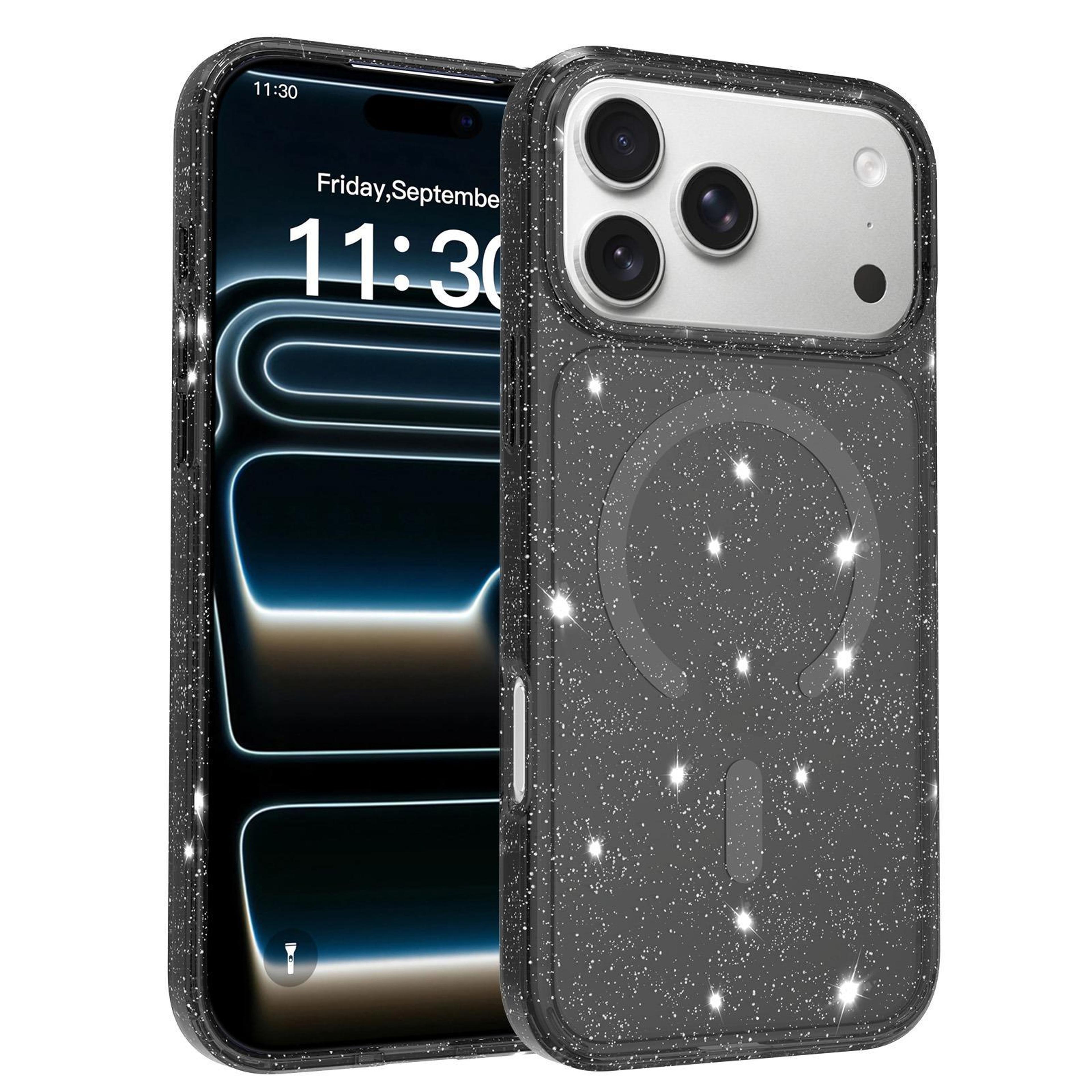 clear glitter magnetic hybrid phone case for 18 pro max