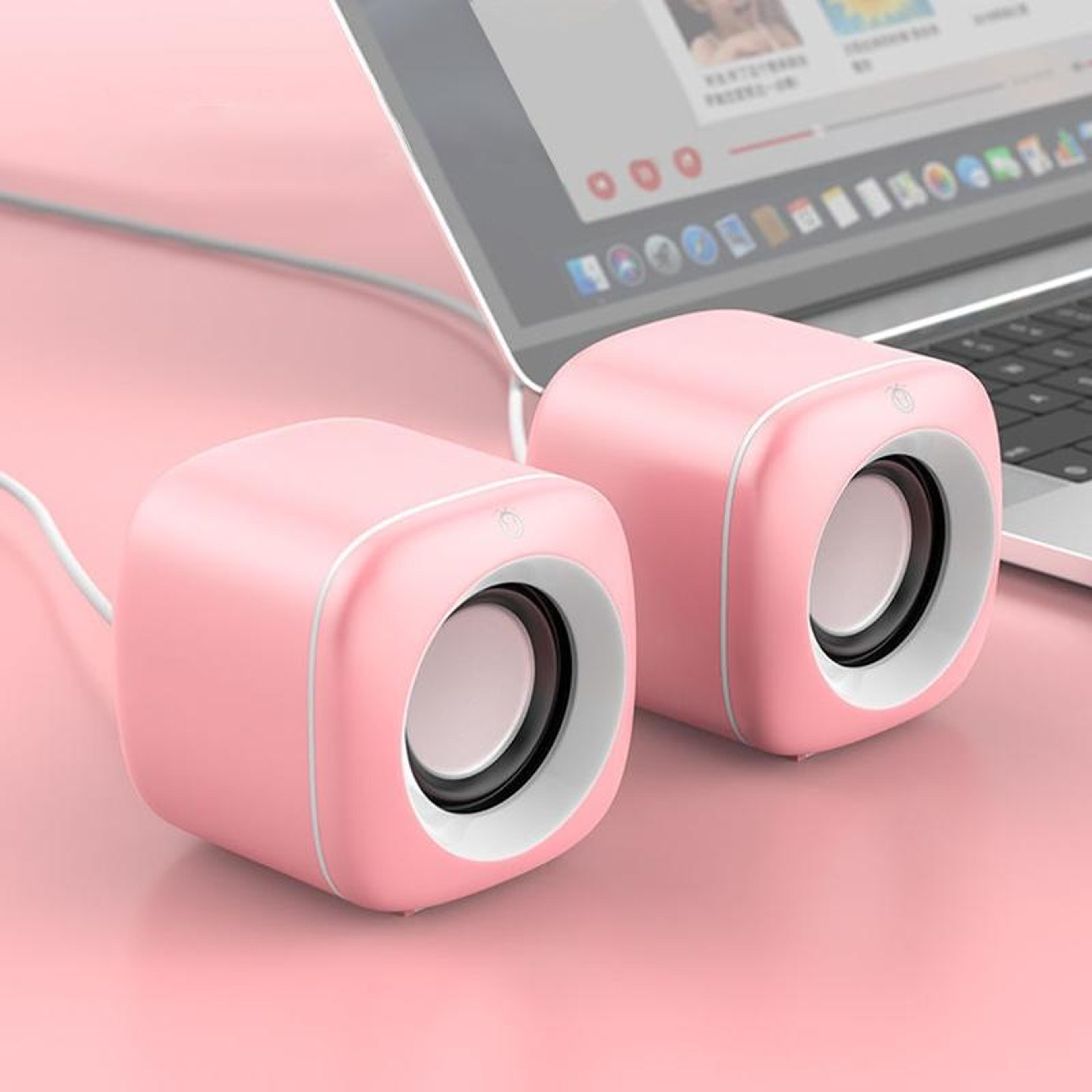 mini wired computer speakers with dual speakers and 3.5mm audio