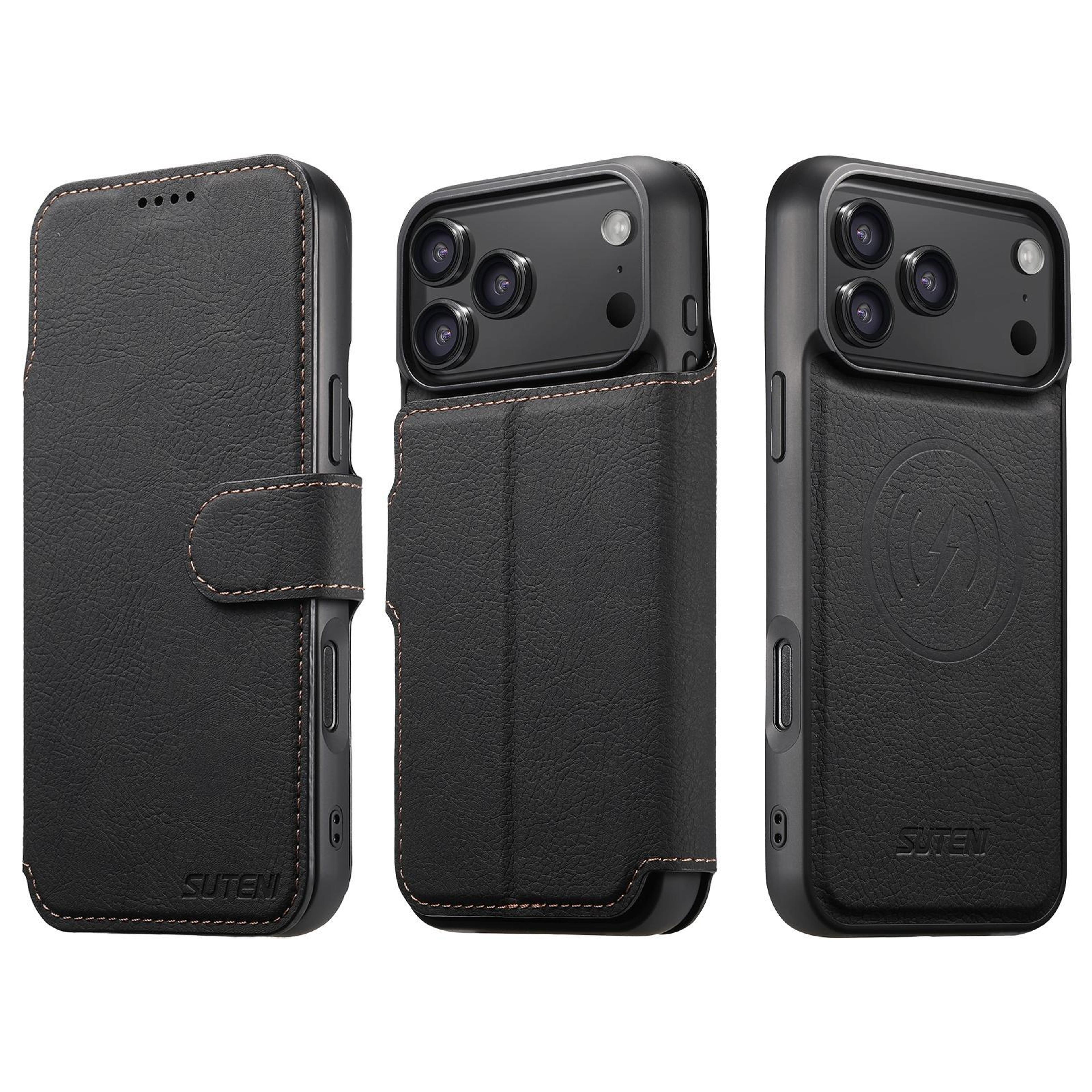 iphone 18 pro max 2-in-1 magnetic wallet case with detachable pu leather cover
