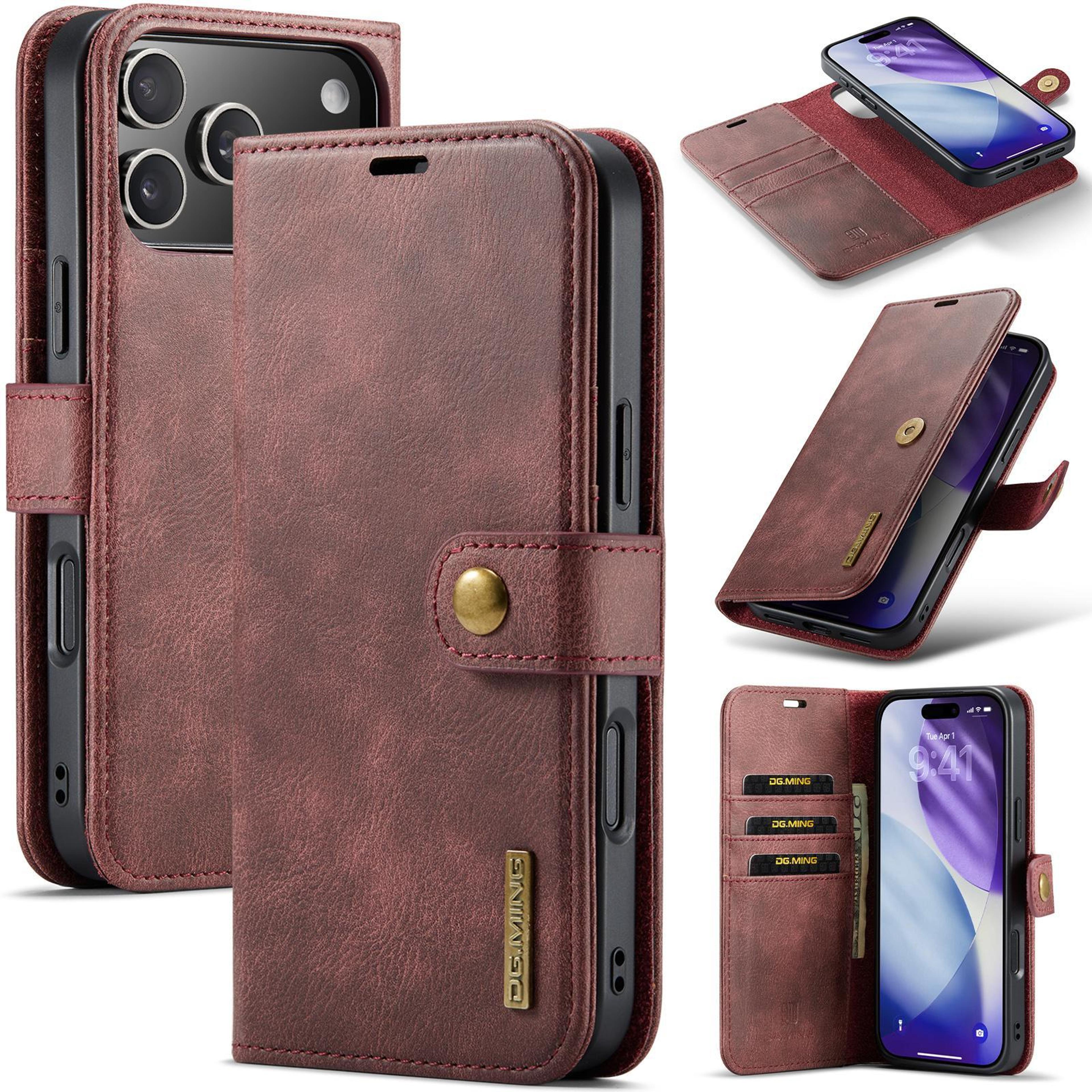 iphone 18 pro detachable magnetic leather wallet case with card slots
