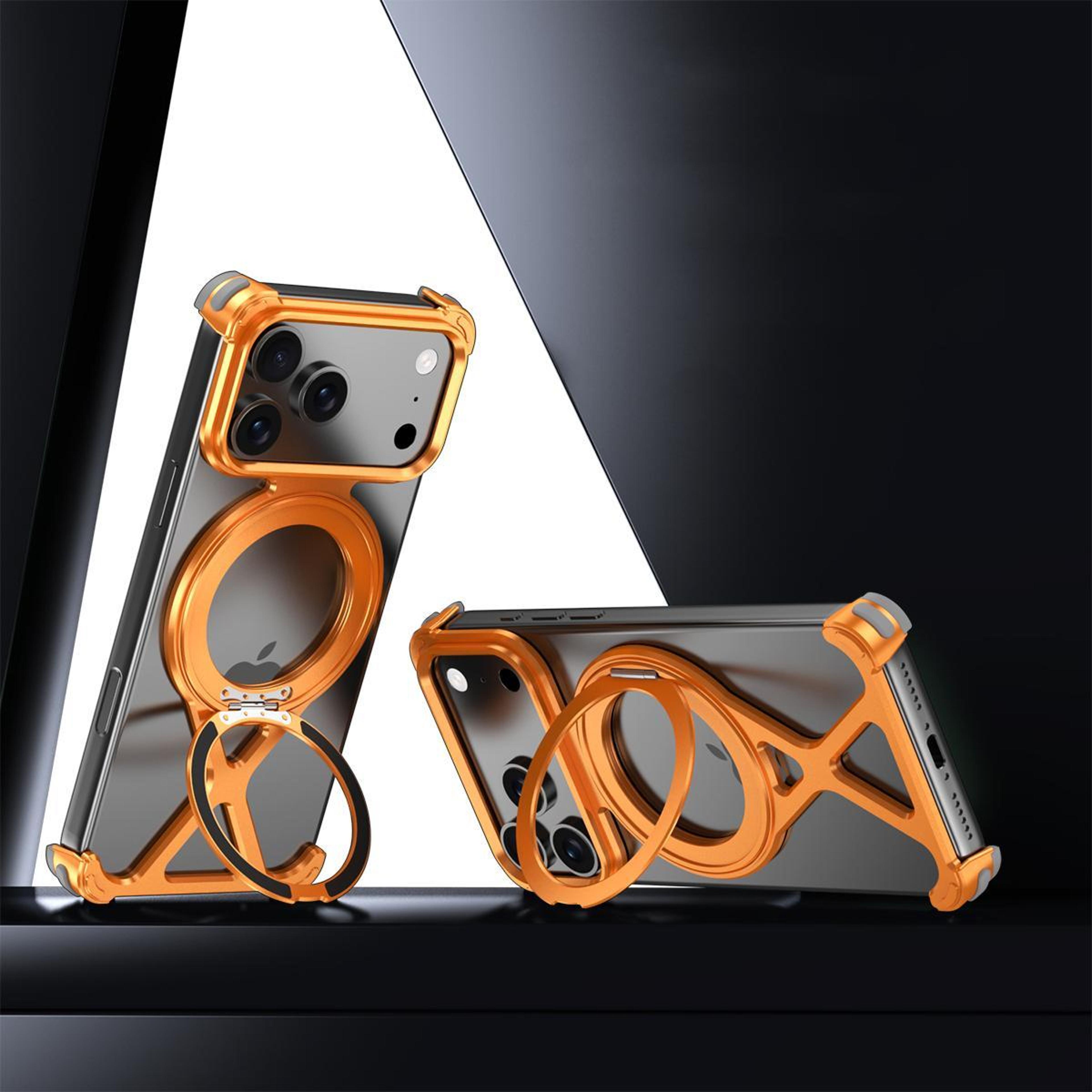18 pro max borderless metal phone case with 360 degree ring stand