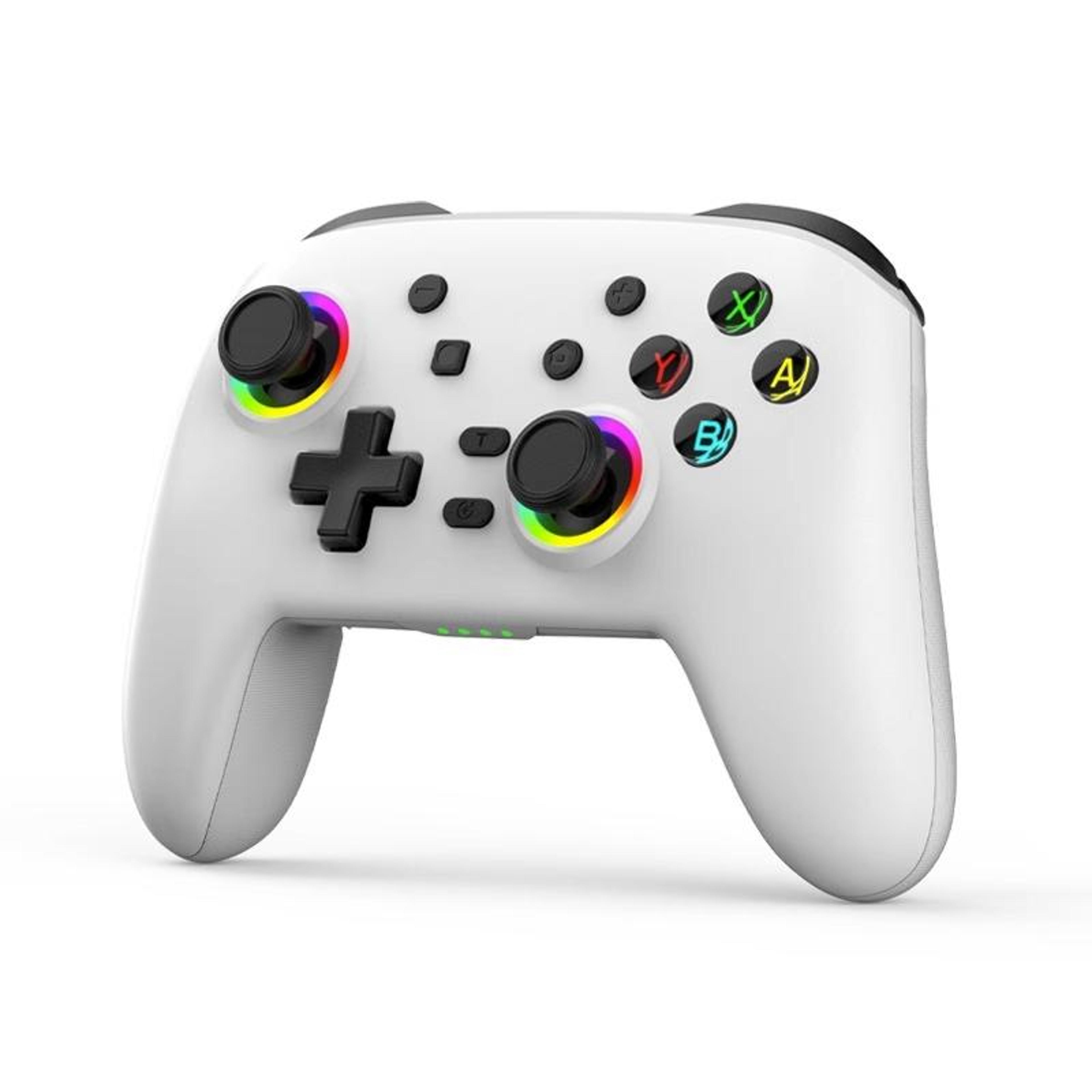 wireless bluetooth game controller with 6-axis motion control and vibration - white
