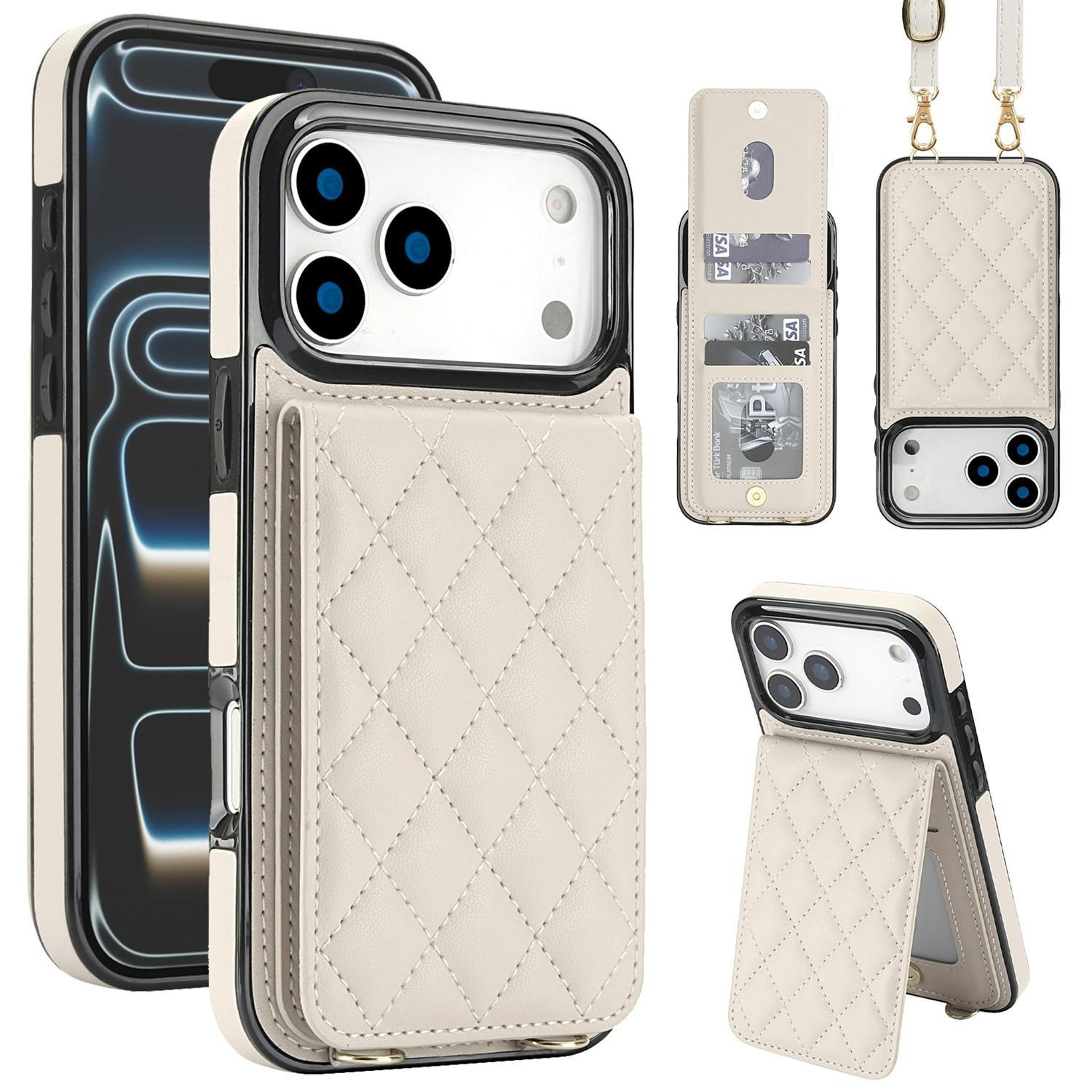 iphone 18 pro crossbody rhombic rfid blocking card holder phone case