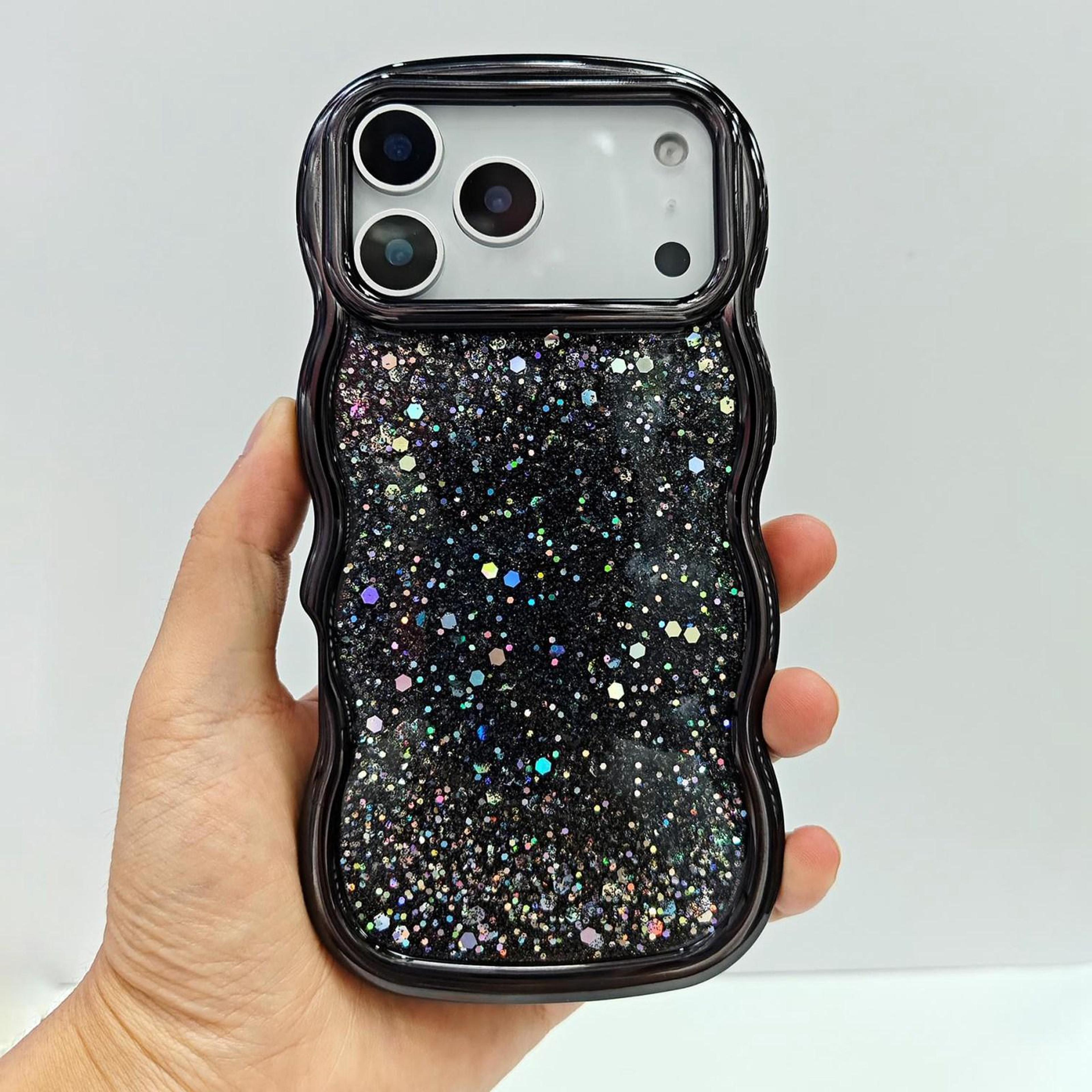 iphone 18 pro wave glitter sequined electroplated phone case