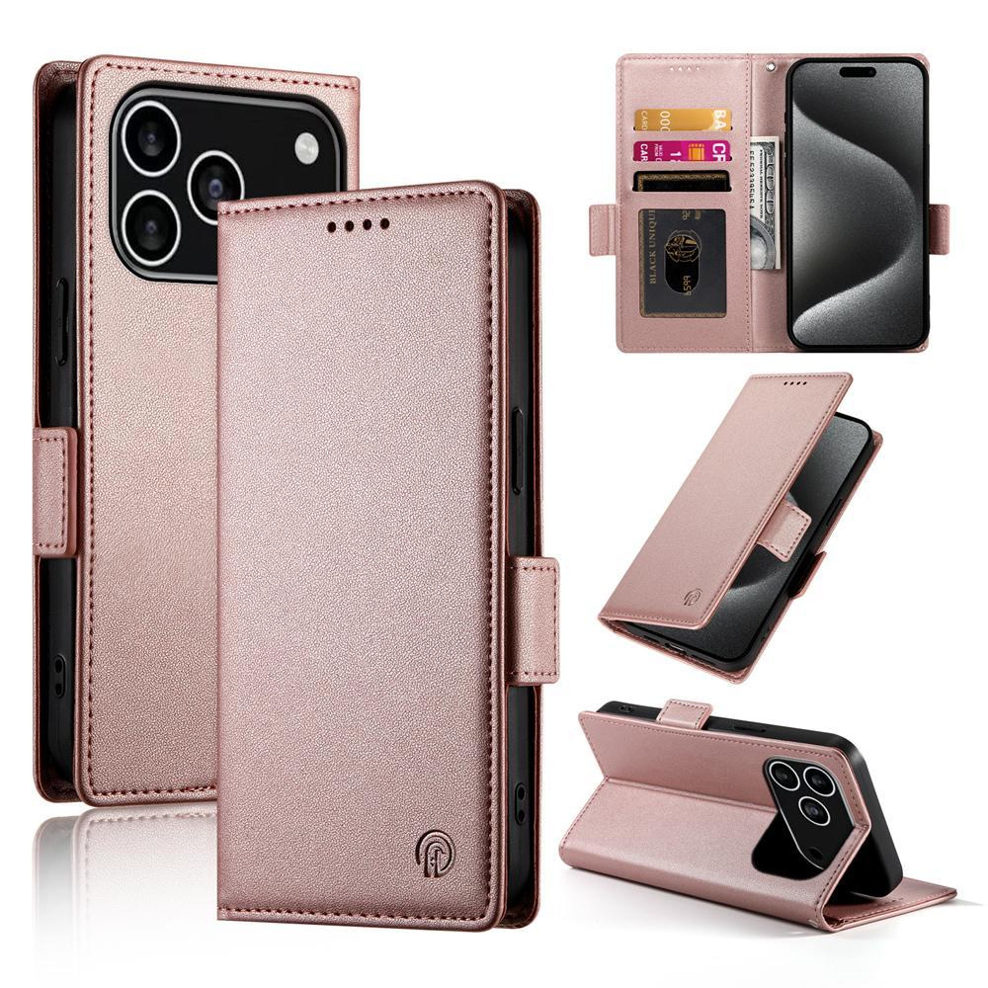 frosted leather flip phone case with card holder and strap for iphone 18 pro