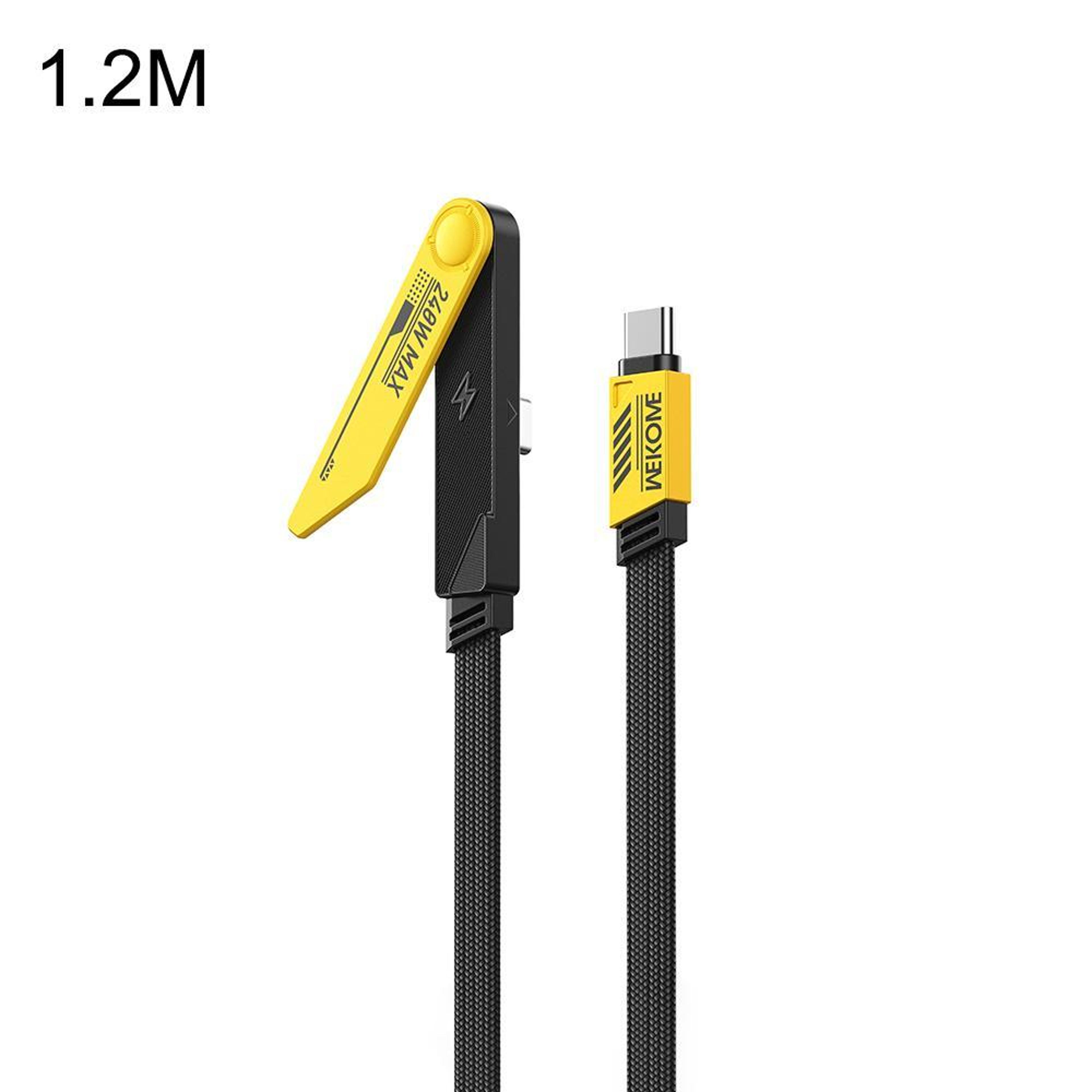 240w type-c to type-c charging data cable with phone holder 4.9 ft yellow black