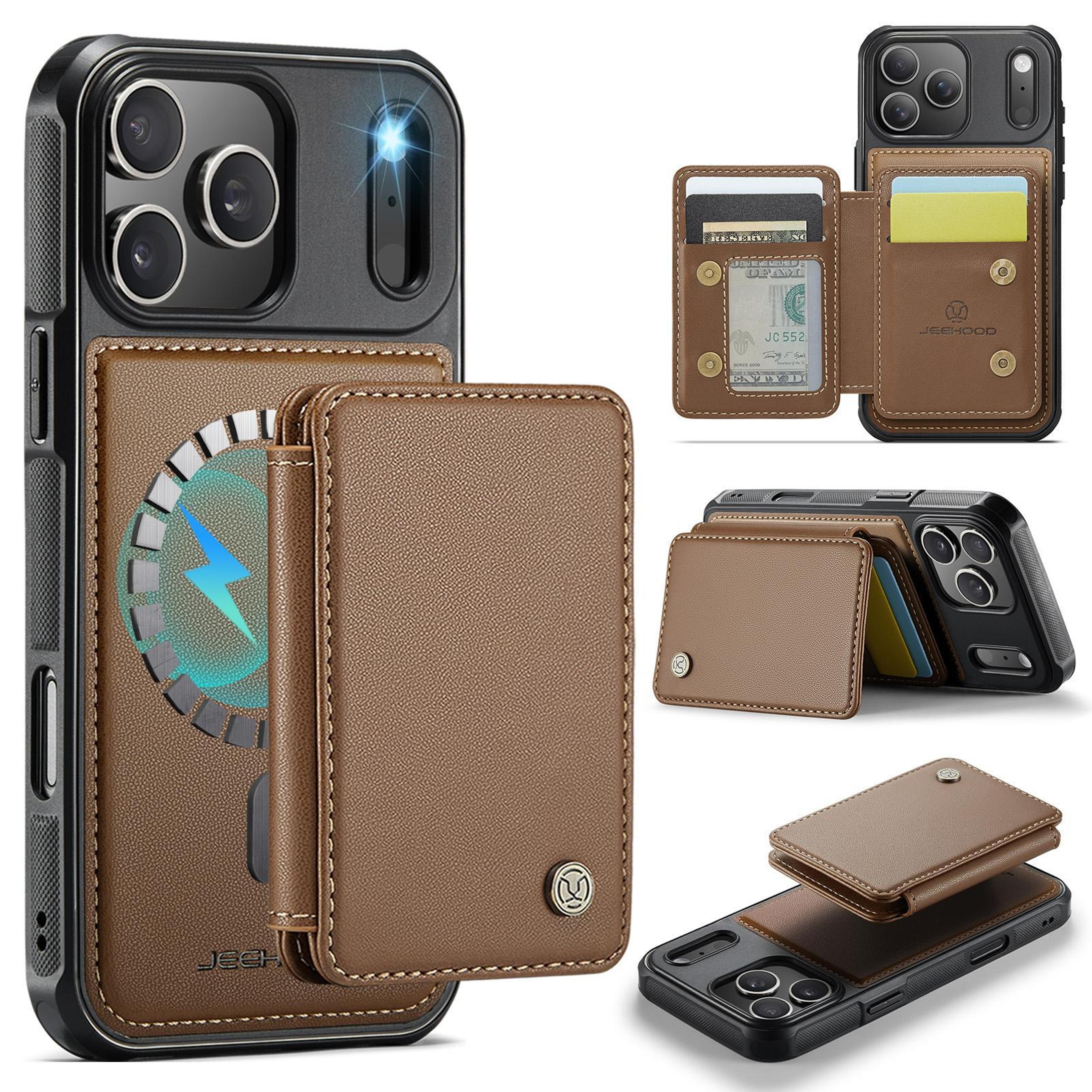 iphone 18 pro magnetic business style phone case with rfid blocking card holder