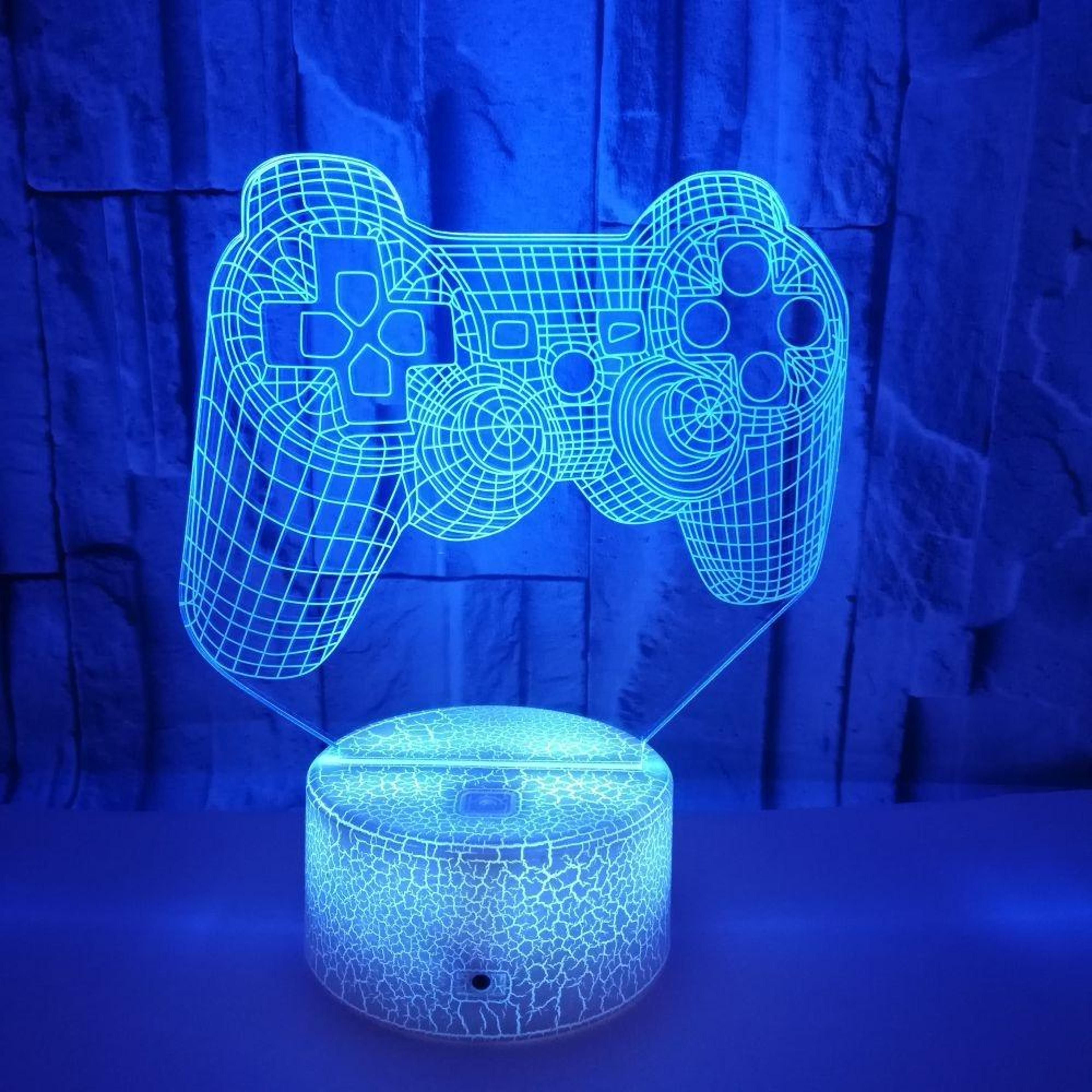 3d game controller led night light with remote and touch crack base