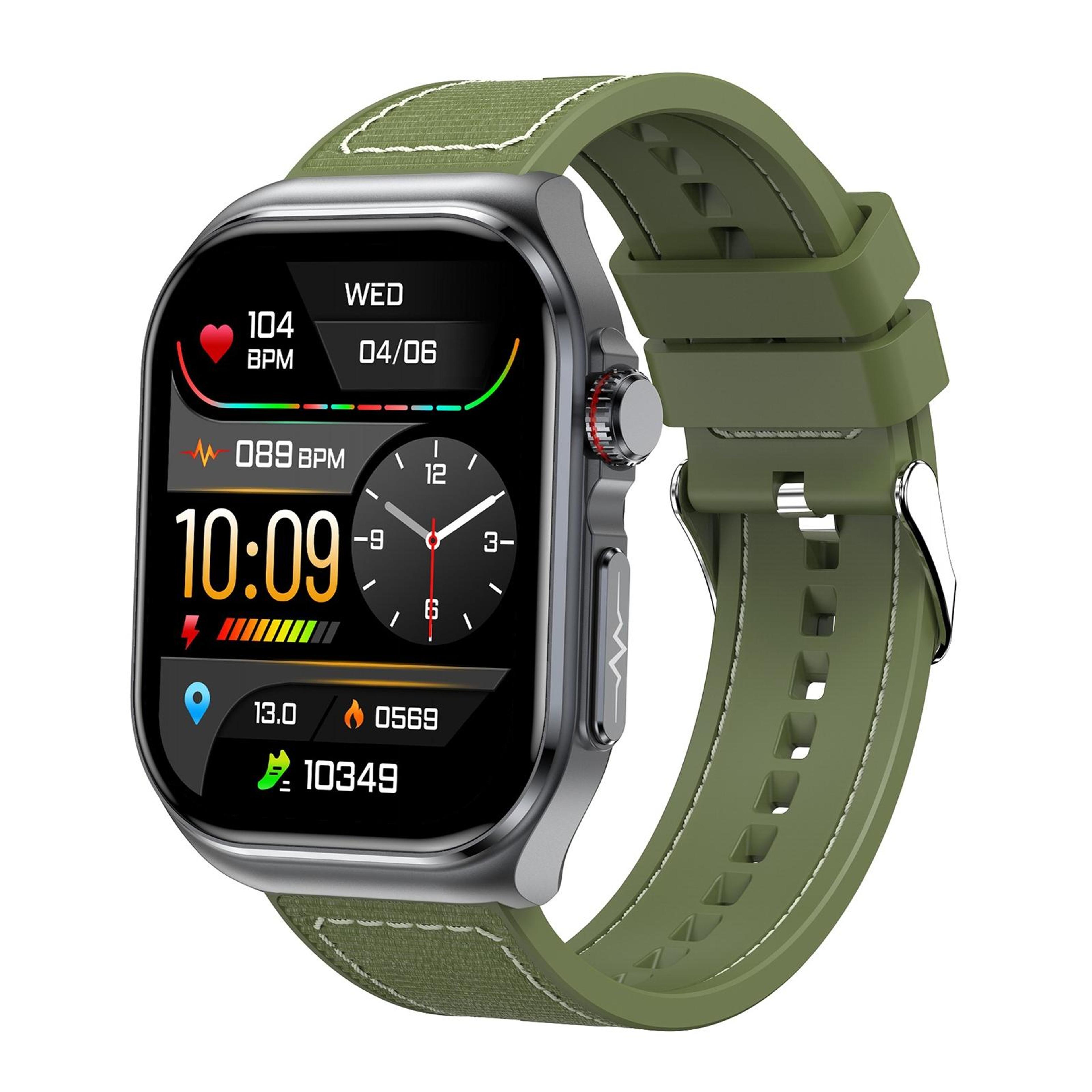 2.04 inch amoled ip68 waterproof smartwatch with ecg and health monitoring nylon strap