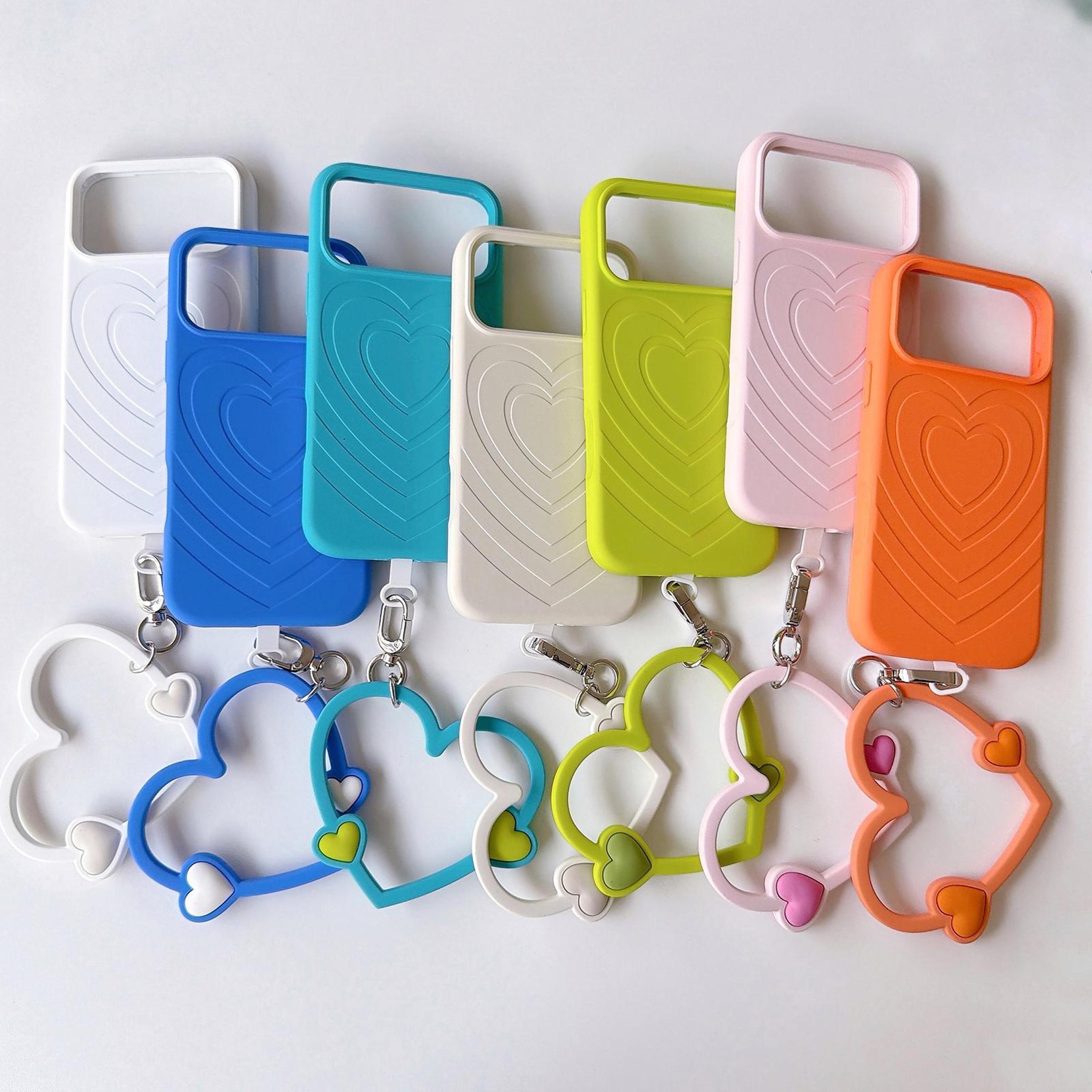 IPhone 18 Pro Liquid Silicone Heart Pattern Case With Matching Strap 6