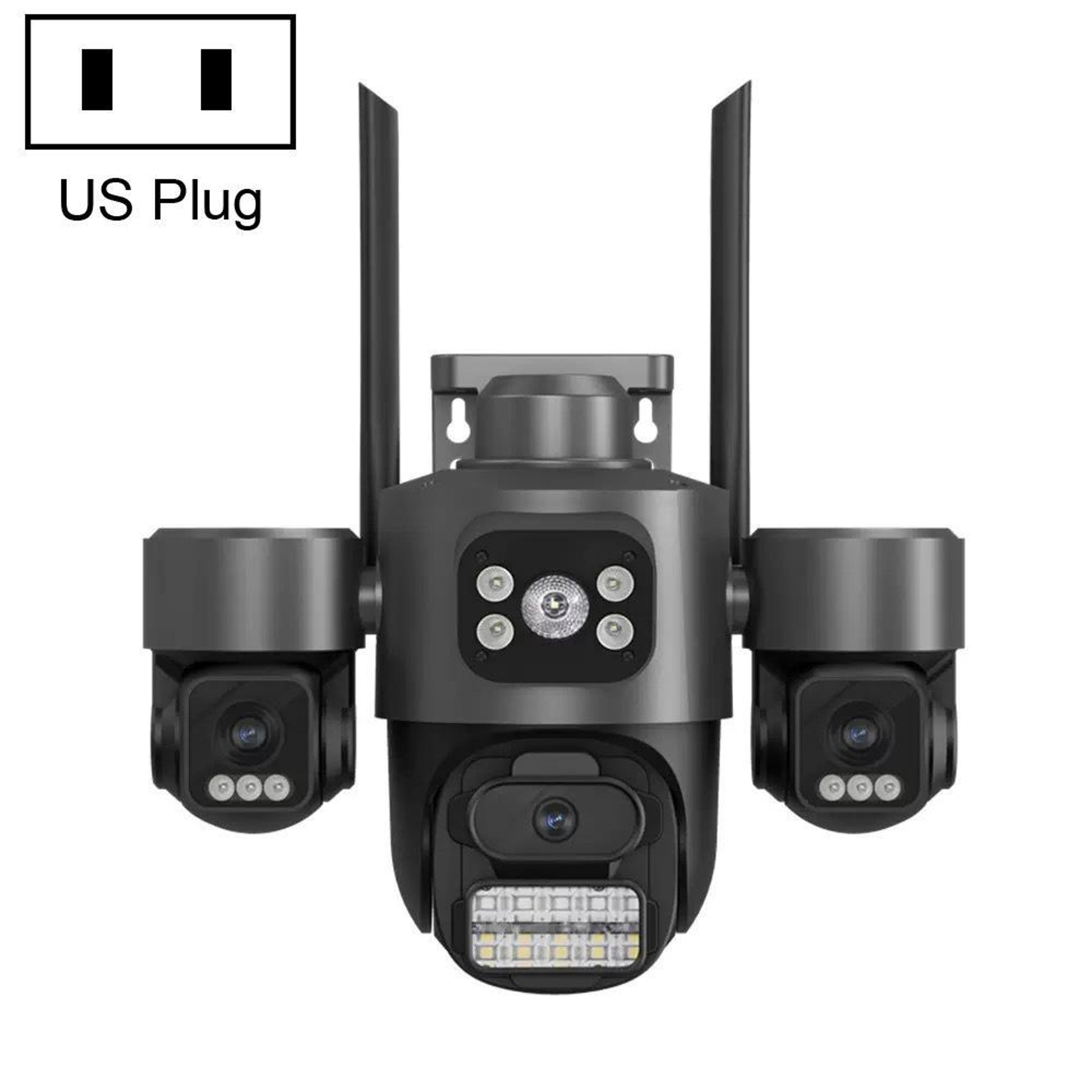 triple-lens 3mp wifi security camera with pan tilt control and color night vision