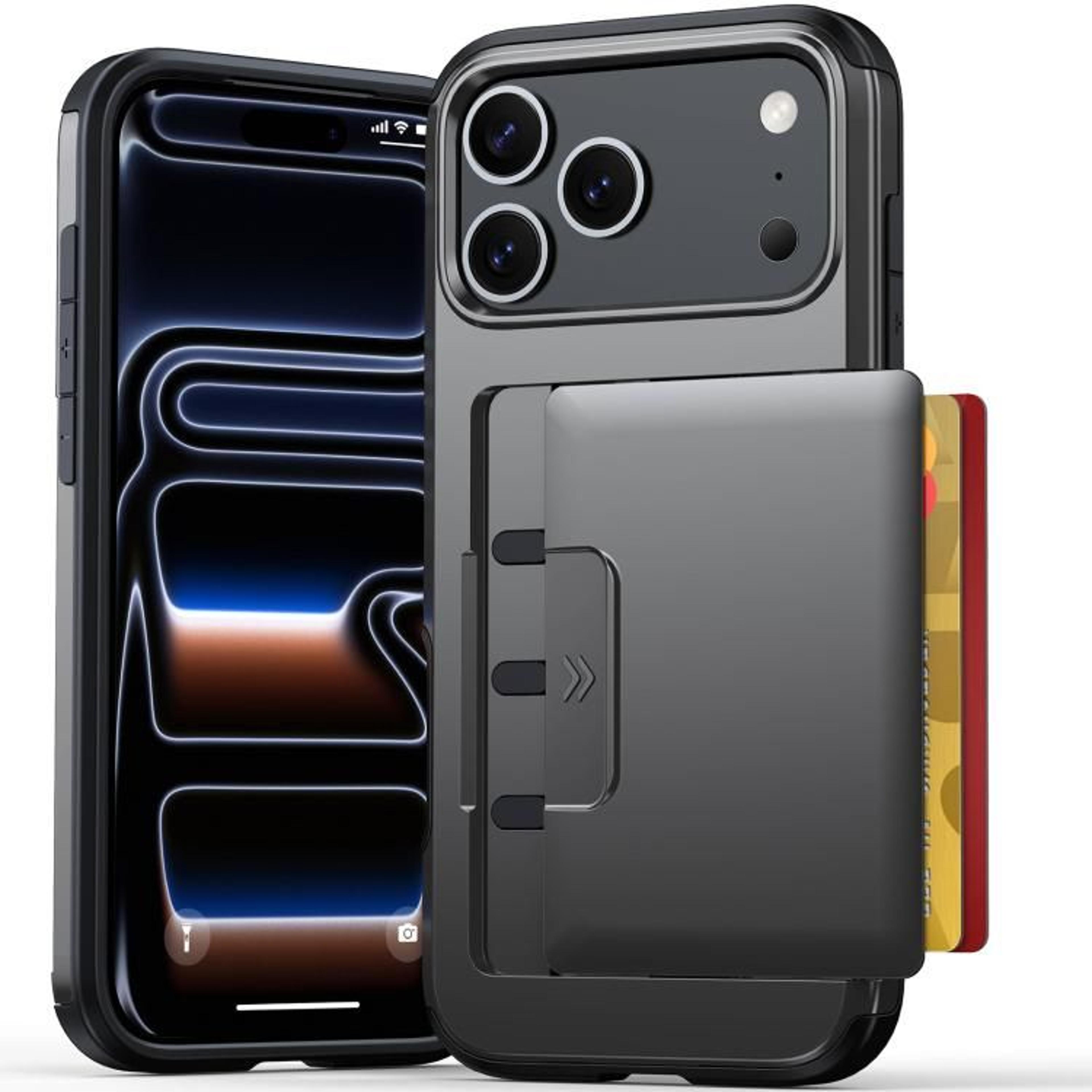 IPhone 18 Pro Max Wallet Case With Sliding Card Holder And Hybrid PC TPU Protection 8