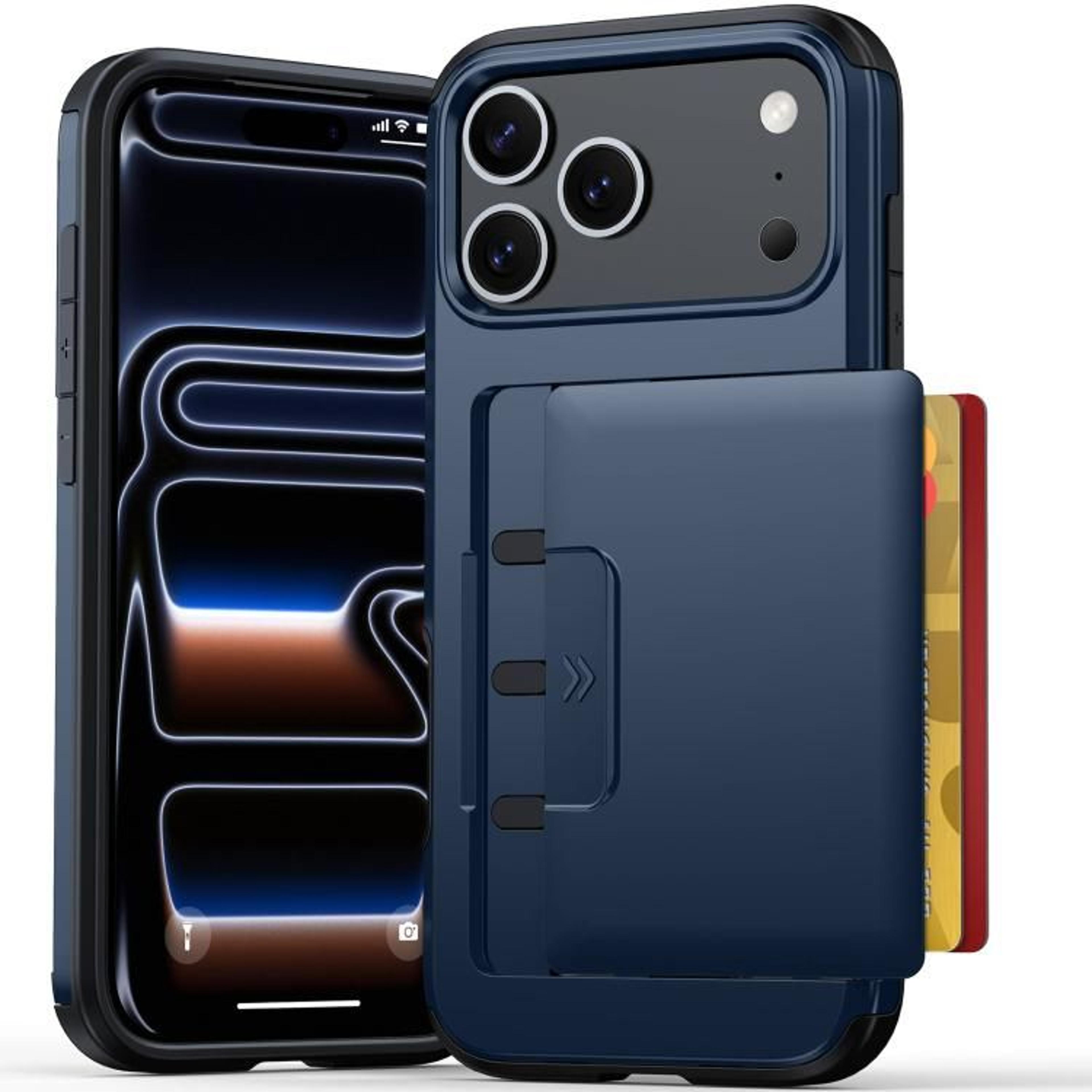 IPhone 18 Pro Max Wallet Case With Sliding Card Holder And Hybrid PC TPU Protection 12