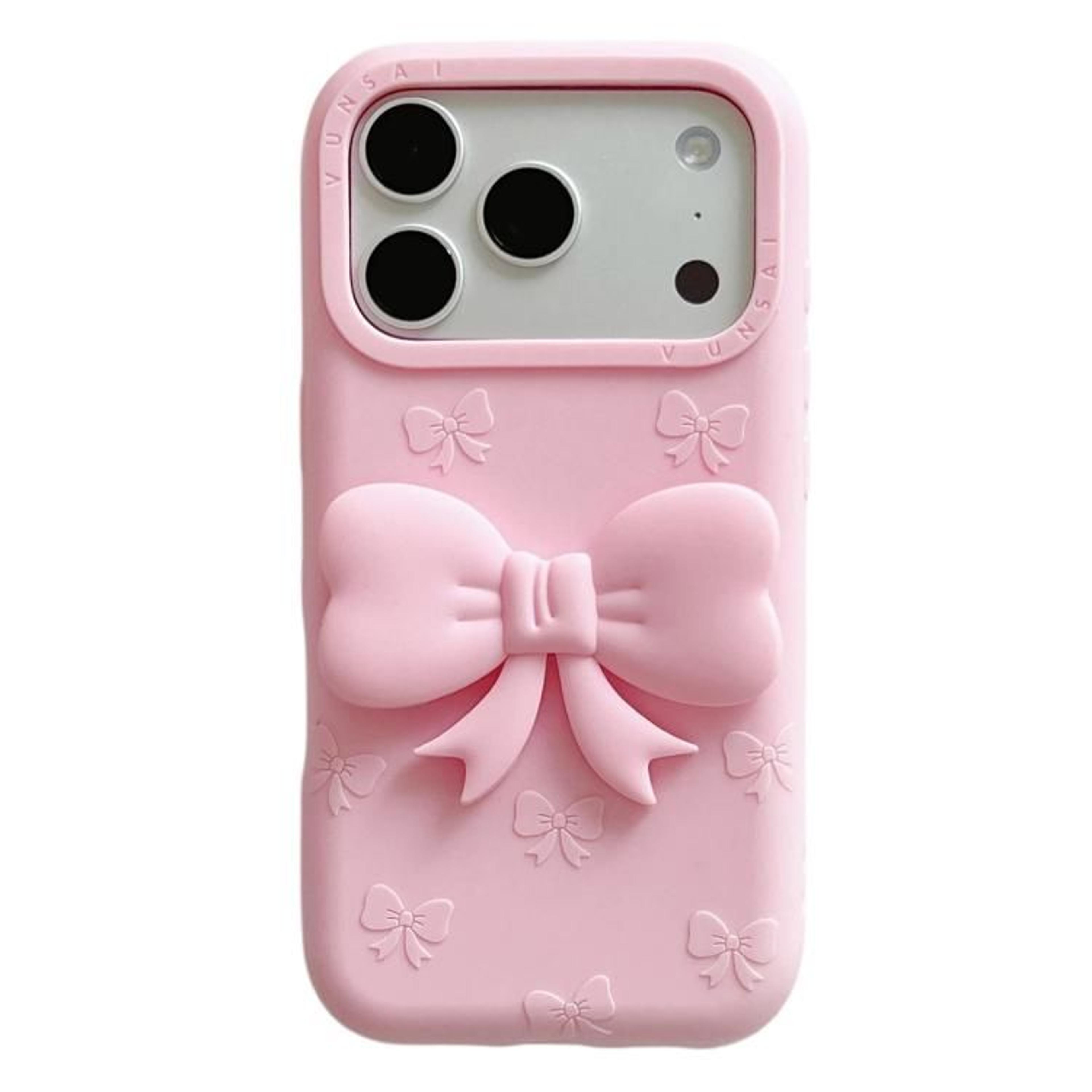 Cute 3D Bow IPhone 18 Pro Silicone Case With HandsFree Stand 8