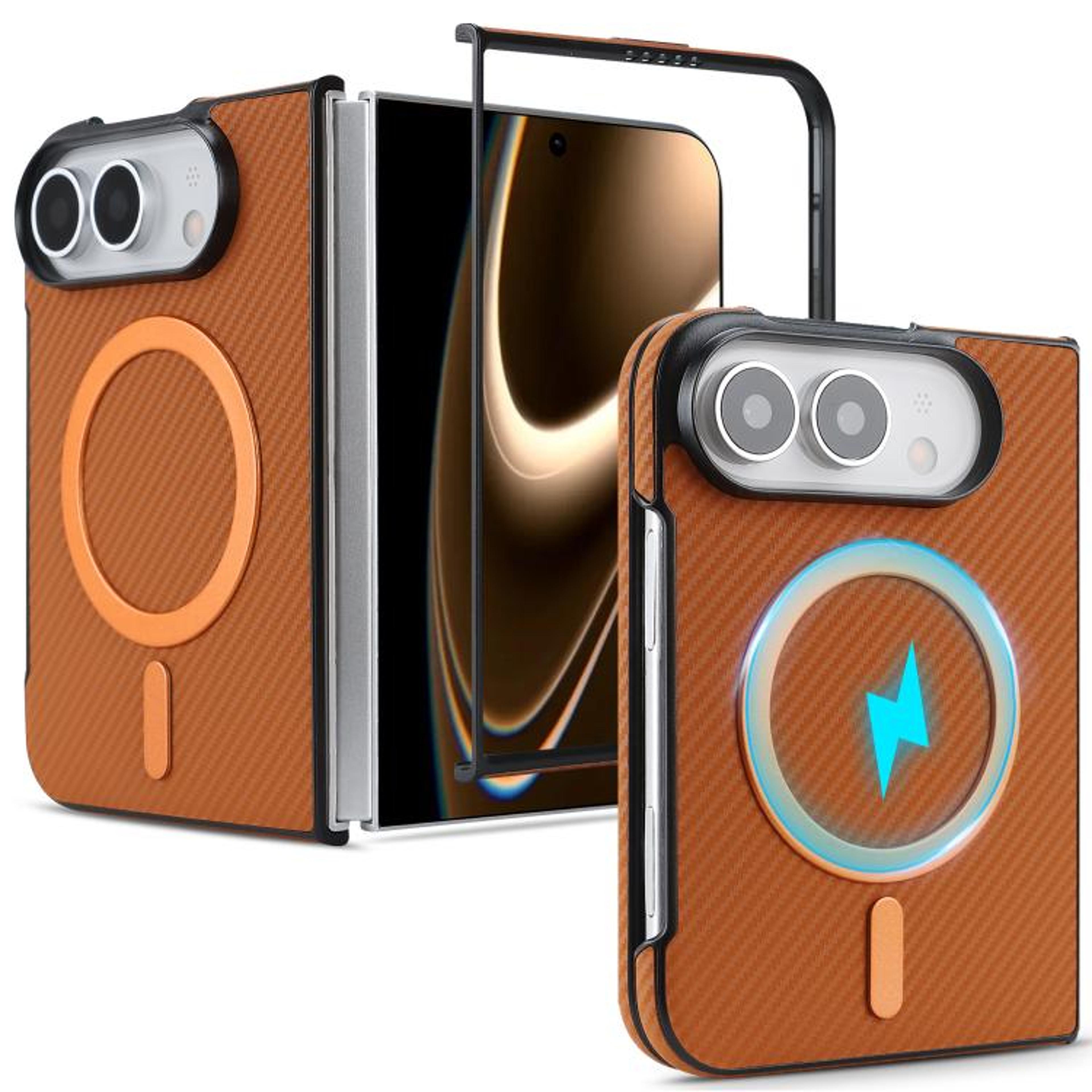 Carbon Fiber MagSafe IPhone Duo Case With Faux Leather Finish And Lens Protection 8