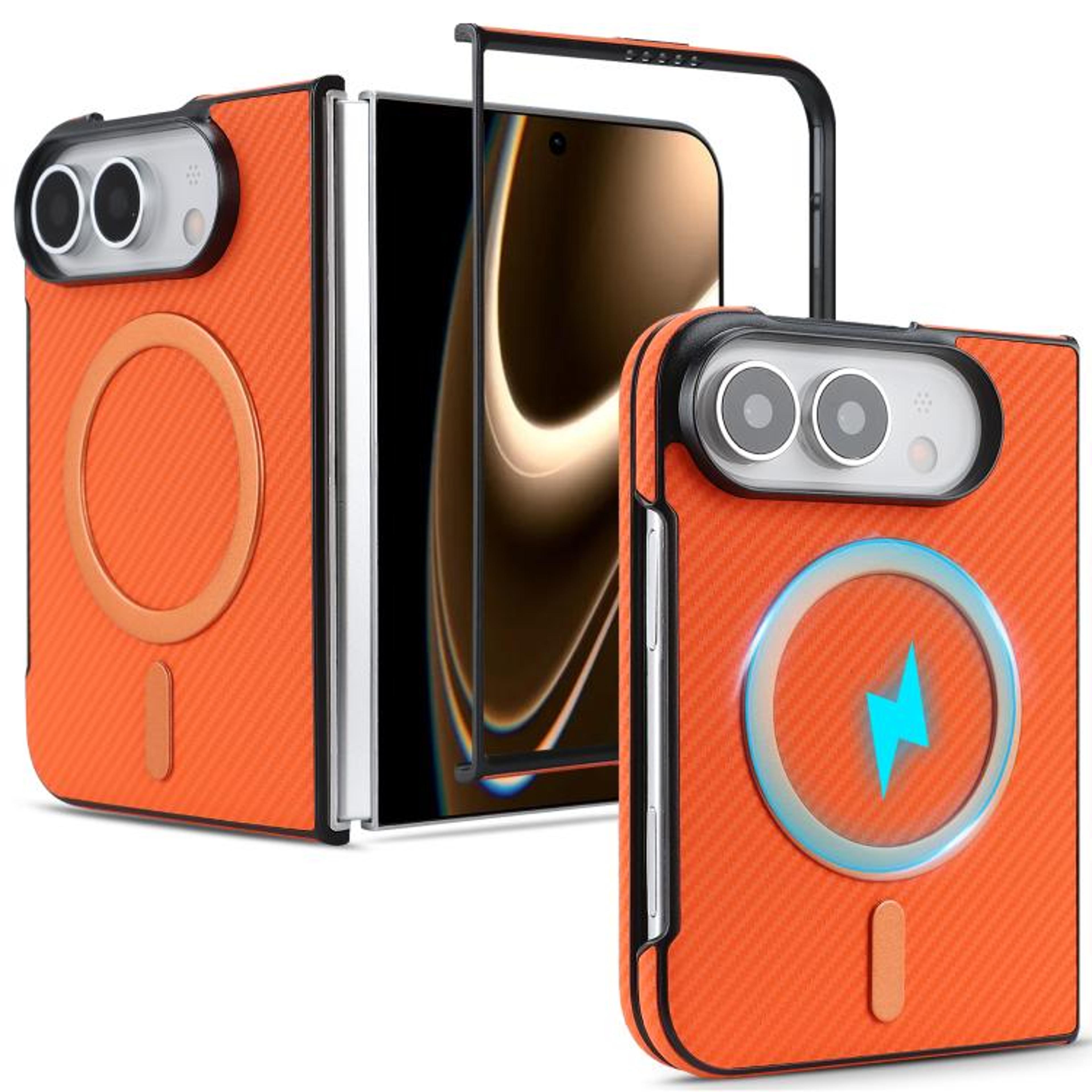 Carbon Fiber MagSafe IPhone Duo Case With Faux Leather Finish And Lens Protection 11