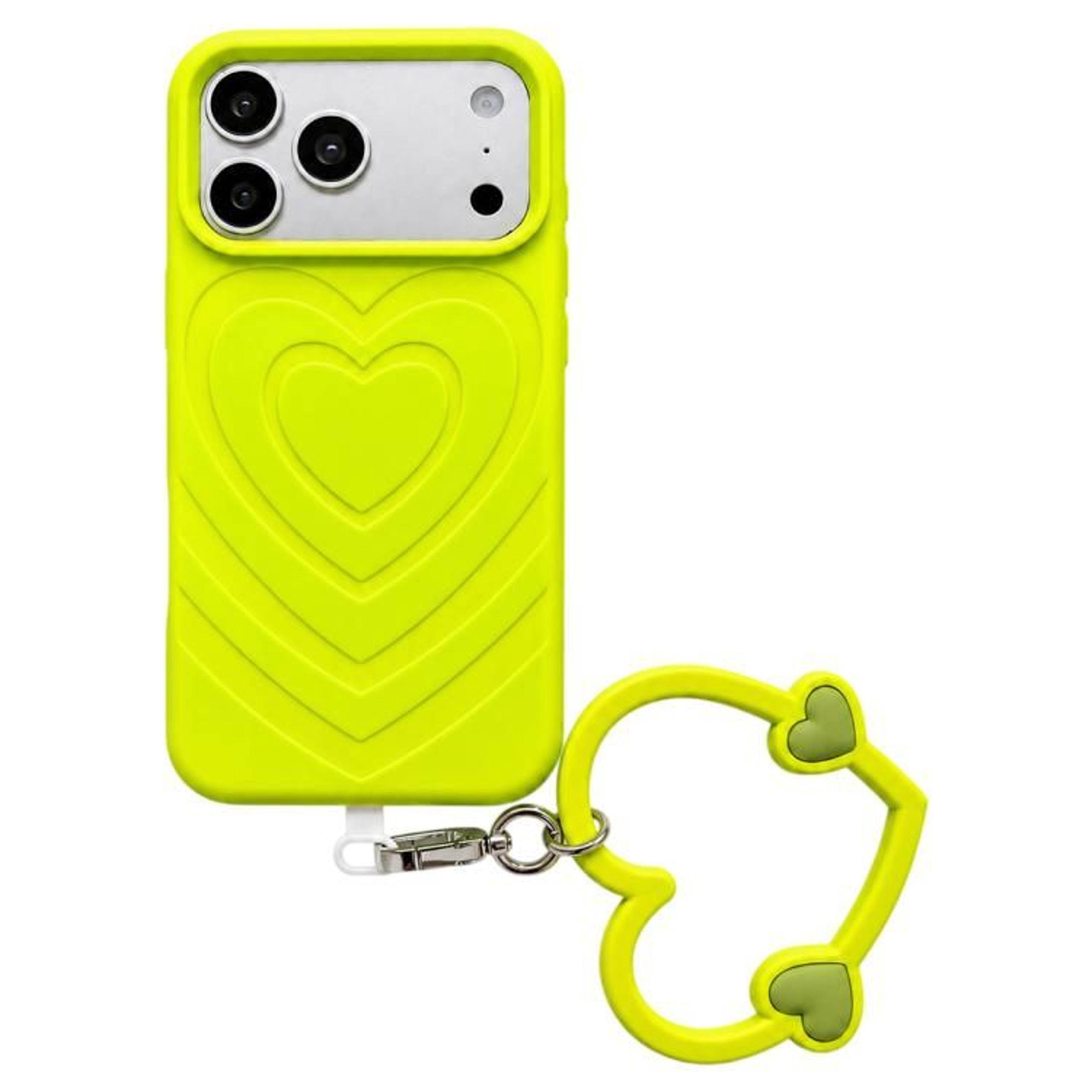 IPhone 18 Pro Liquid Silicone Heart Pattern Case With Matching Strap 10