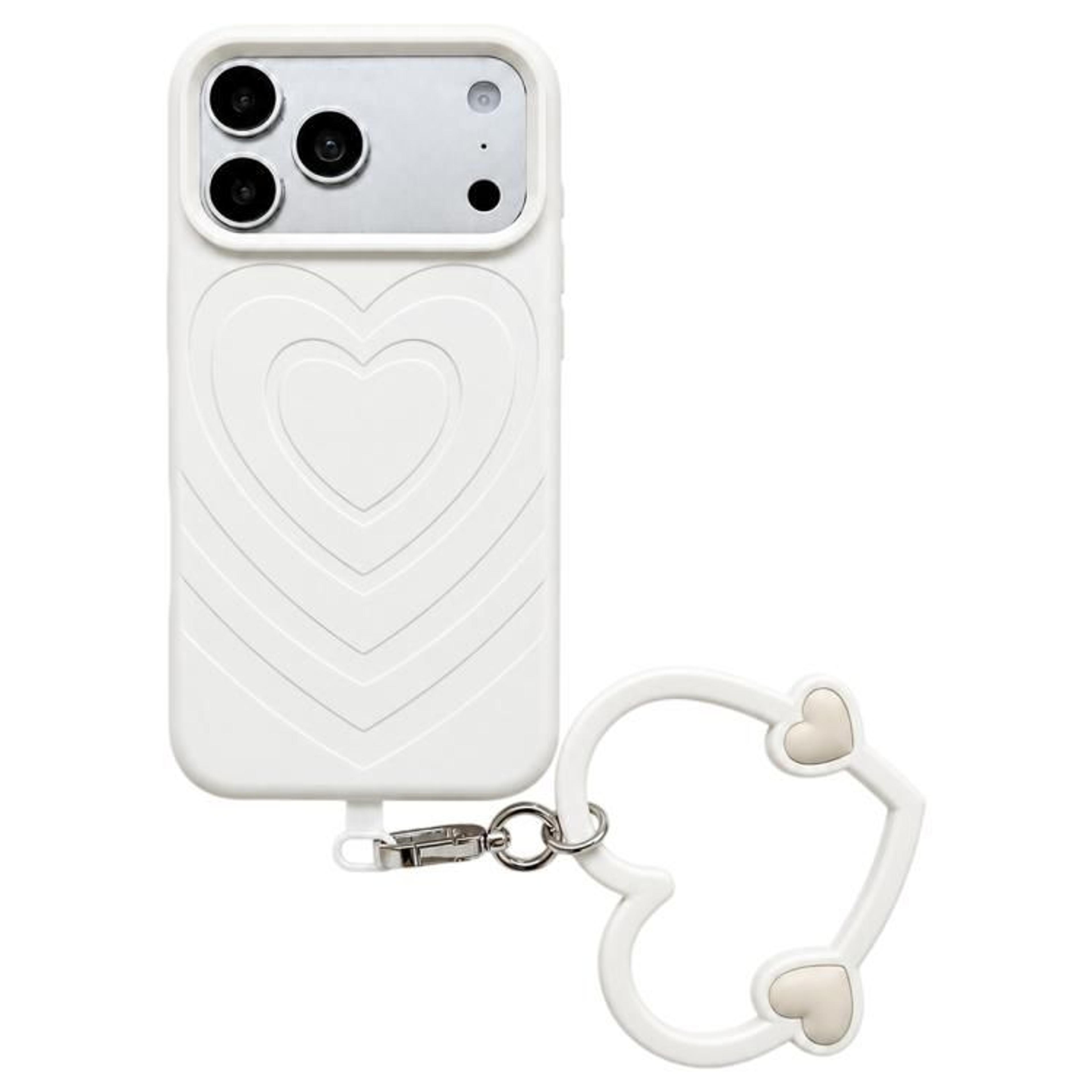 IPhone 18 Pro Liquid Silicone Heart Pattern Case With Matching Strap 11