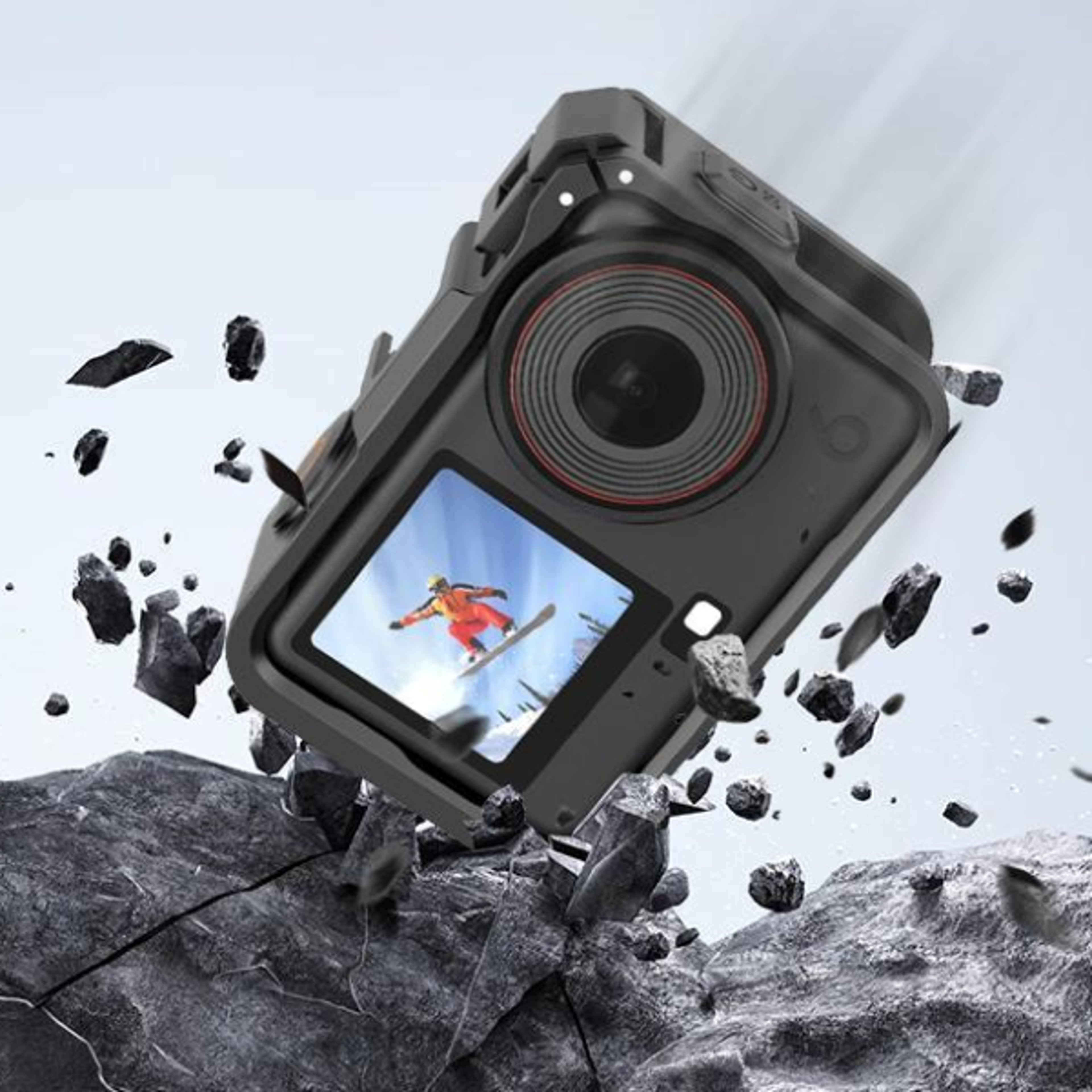 puluz dji osmo action 6 cage protective action camera cage with cold shoe vertical shooting frame