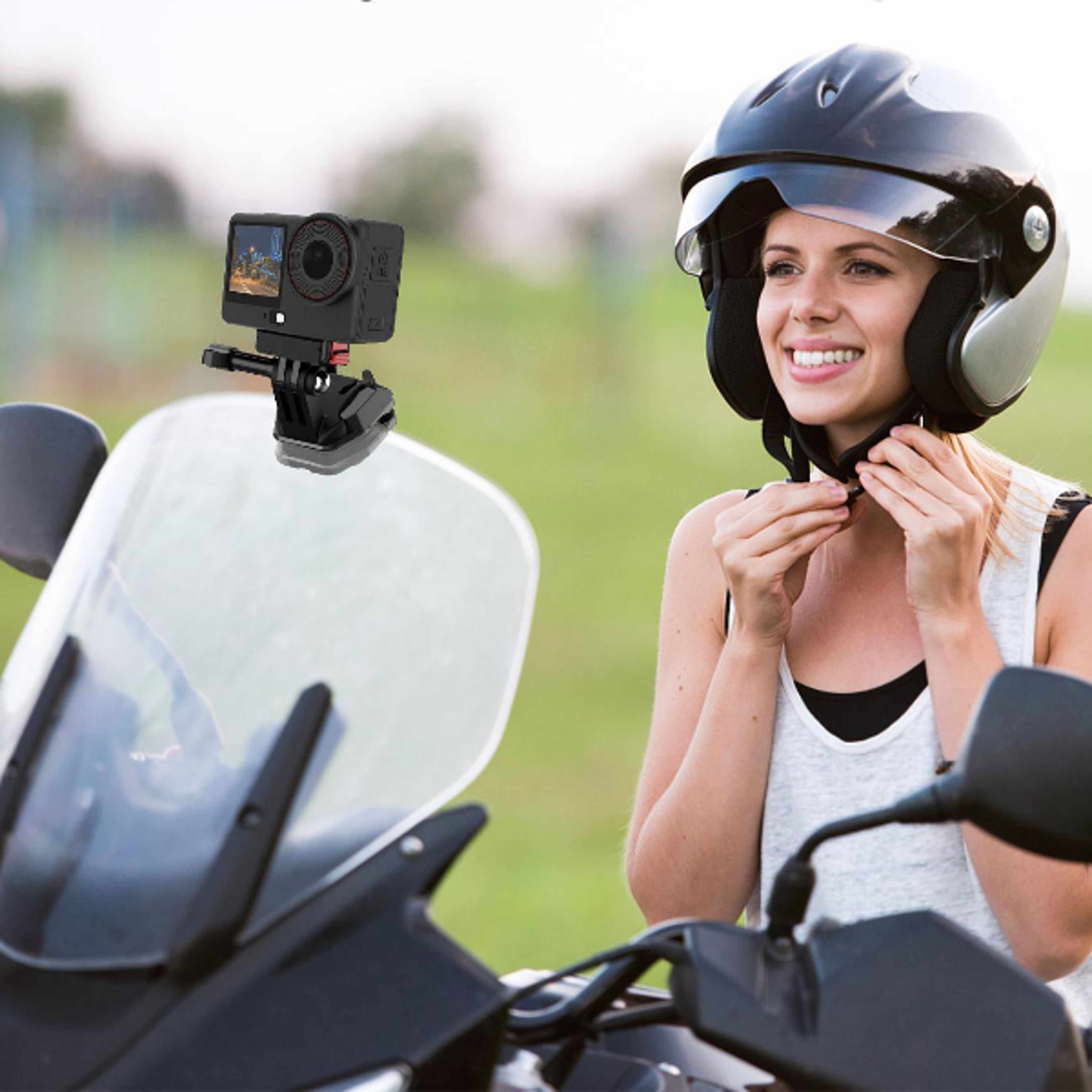 puluz motorcycle windshield action camera mount clip for gopro hero12 dji osmo action insta360 stable aluminum holder