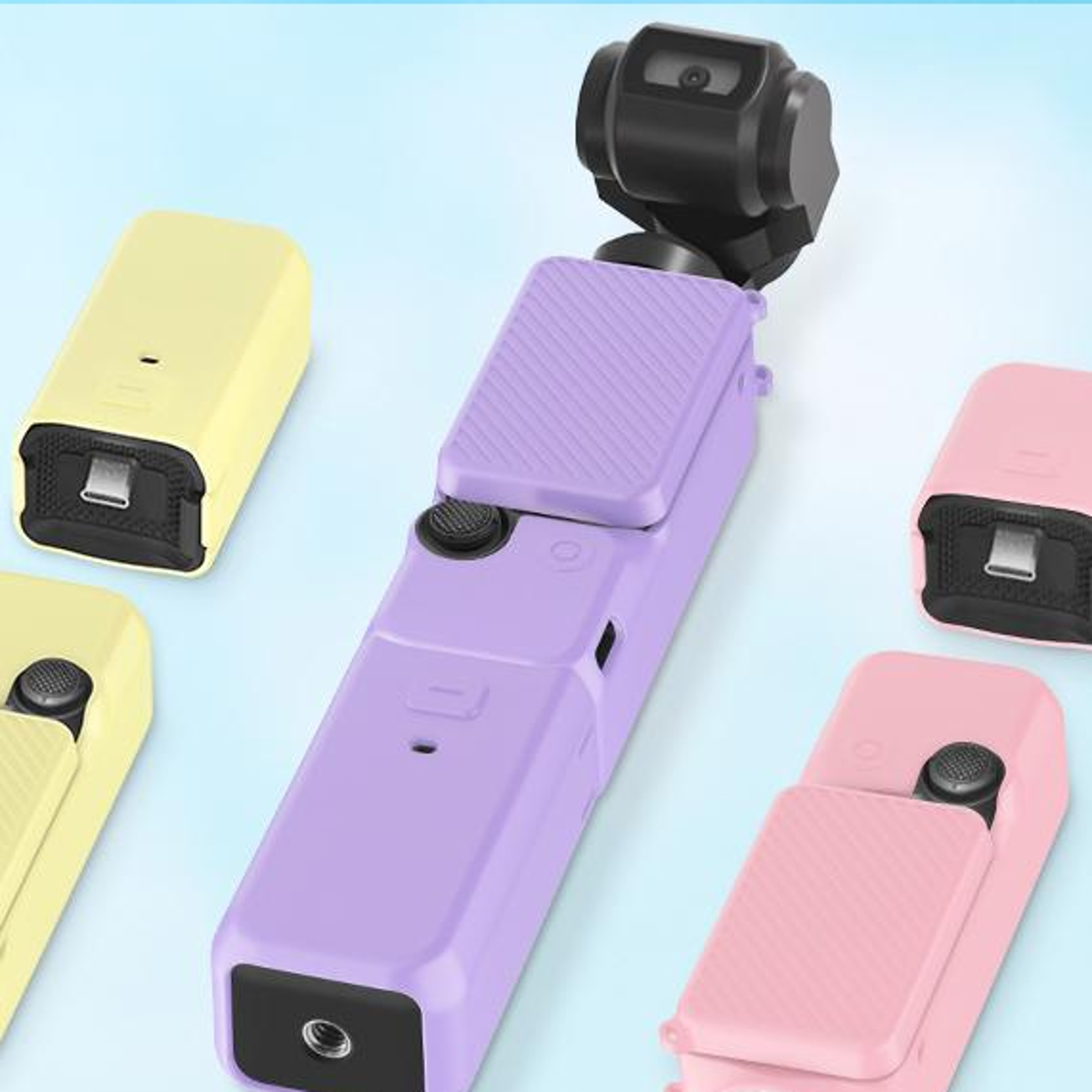 puluz dji osmo pocket 3 6 in 1 silicone protective case with lens & screen cover