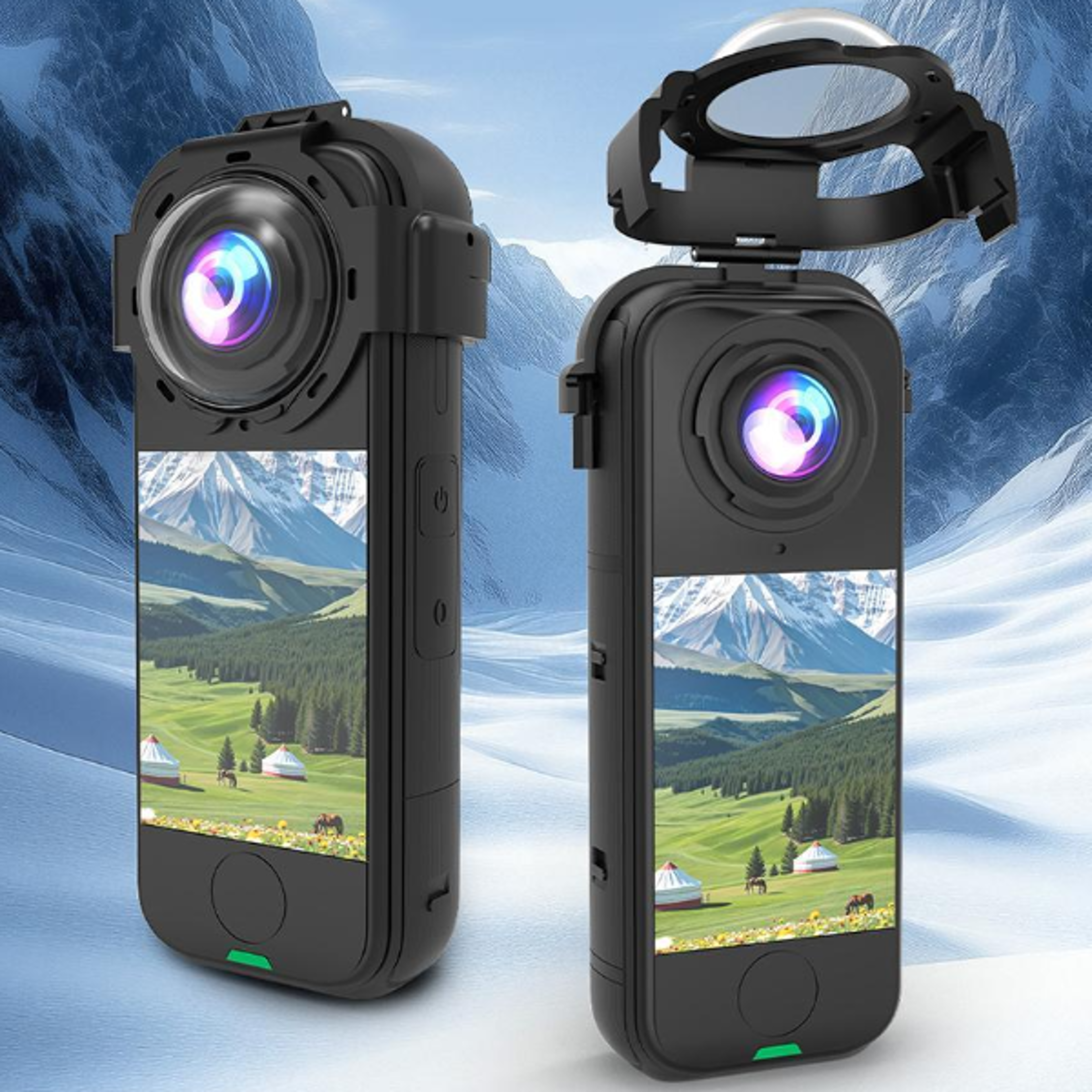 puluz insta360 x5 lens protector with 9h tempered glass snap on guard