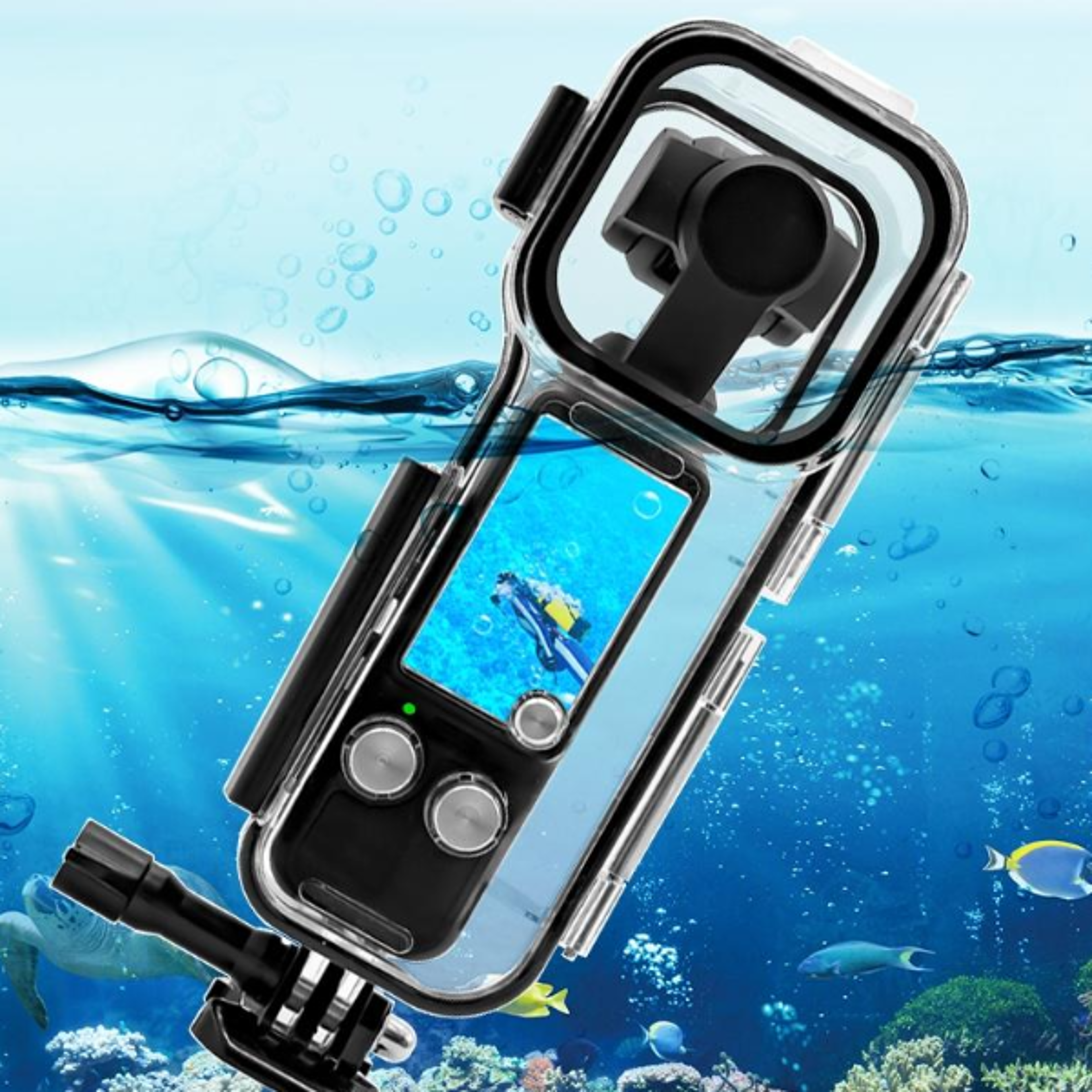 dji action 6 70m waterproof dive housing case with optical glass lens protection
